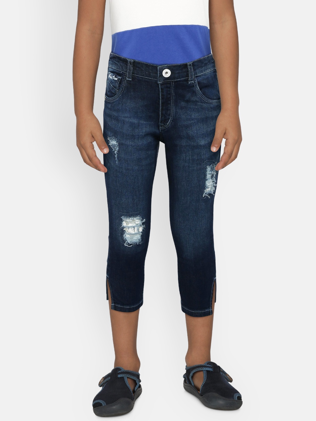 

Palm Tree Girls Blue Regular Fit Mid-Rise Mildly Distressed Jeans