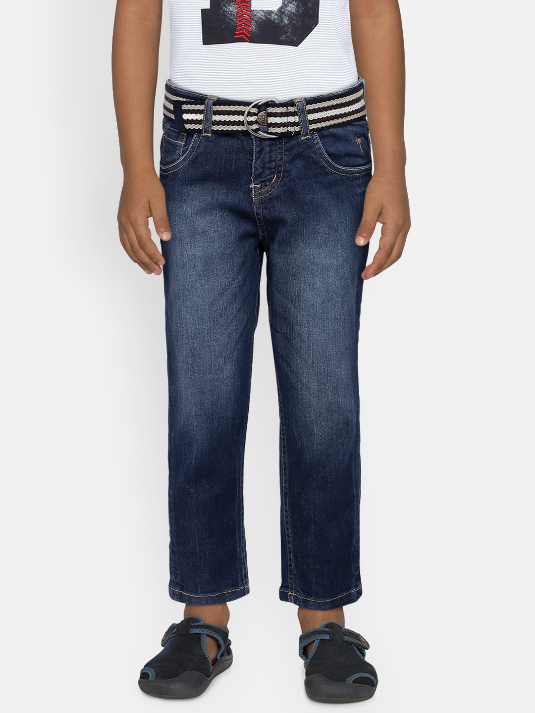 

Palm Tree Boys Blue Regular Fit Mid-Rise Clean Look Jeans