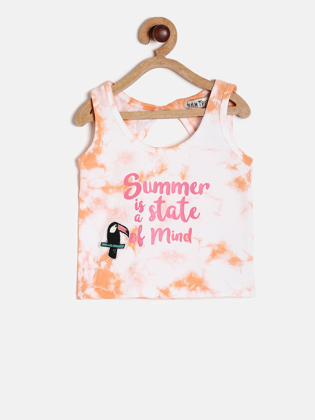 

Palm Tree Girls Orange Tie & Dye Styled Back Top