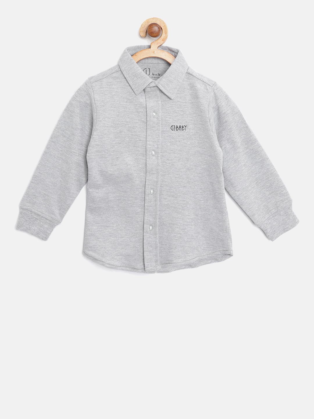 

Gini and Jony Boys Grey Melange Regular Fit Solid Casual Shirt