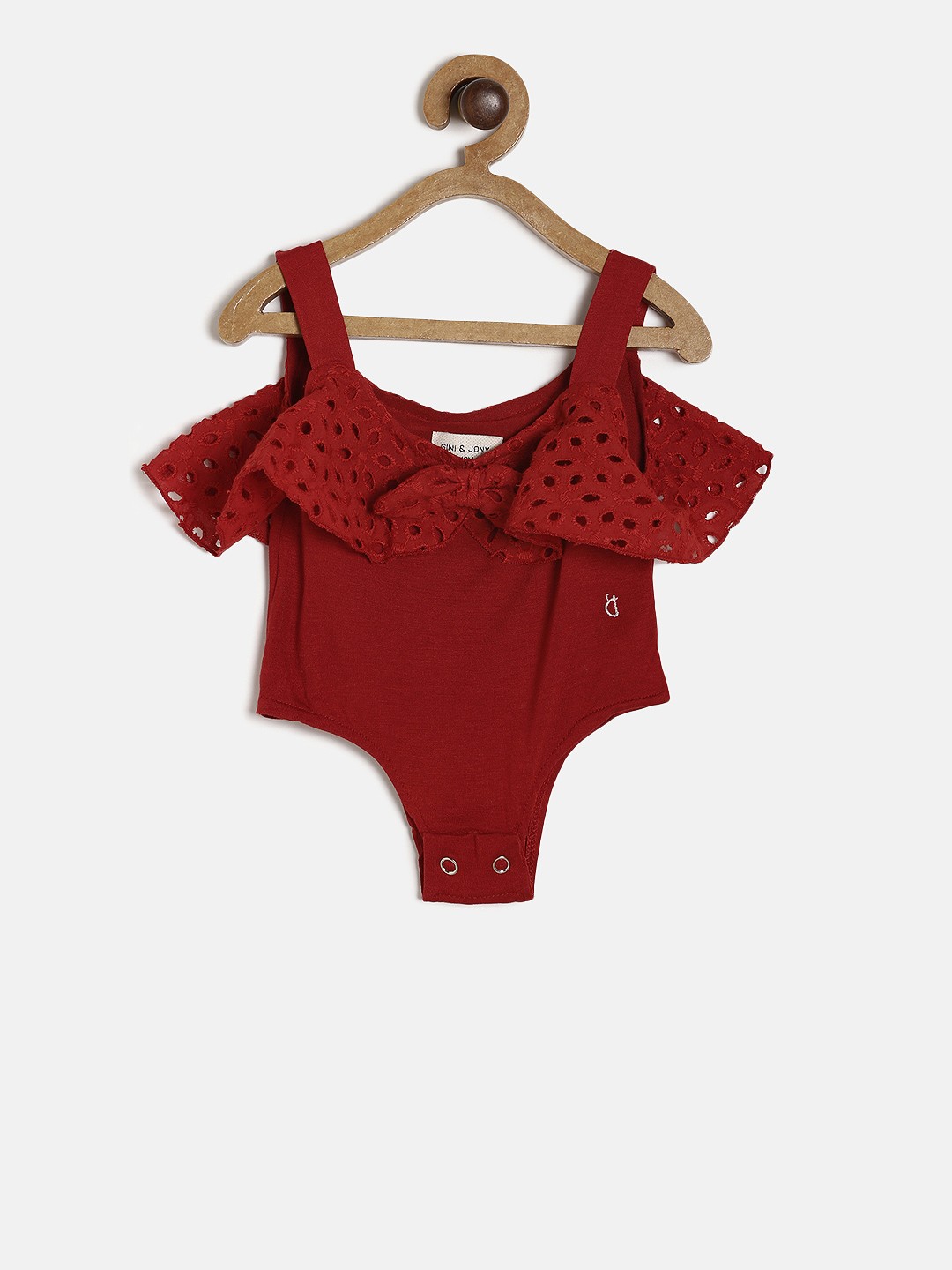 

Gini and Jony Girls Red Solid Body Suit
