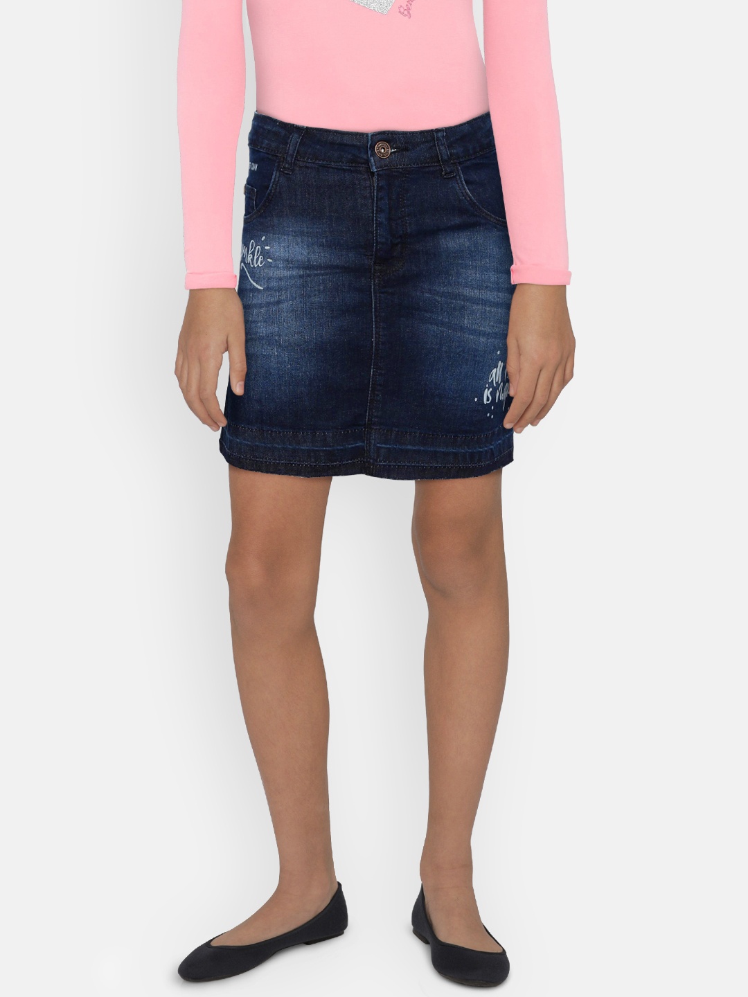 

Palm Tree Girls Navy Blue A-Line Denim Skirt