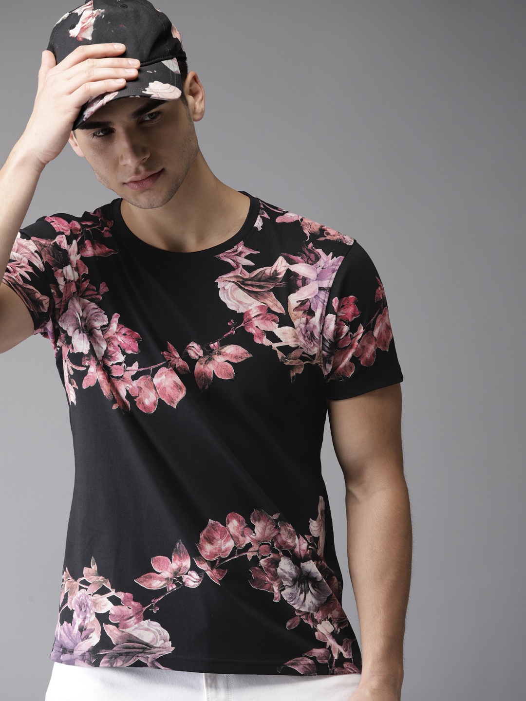 

Moda Rapido Men Black Printed Round Neck T-shirt