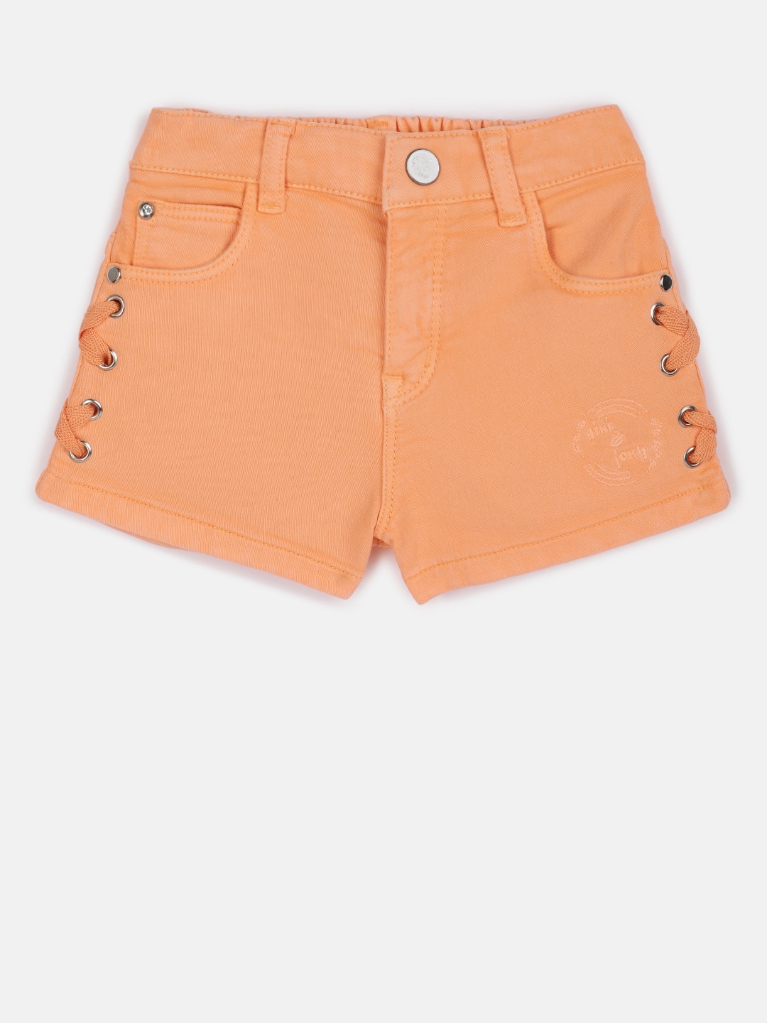 

Gini and Jony Girls Peach-Coloured Solid Hot Pants