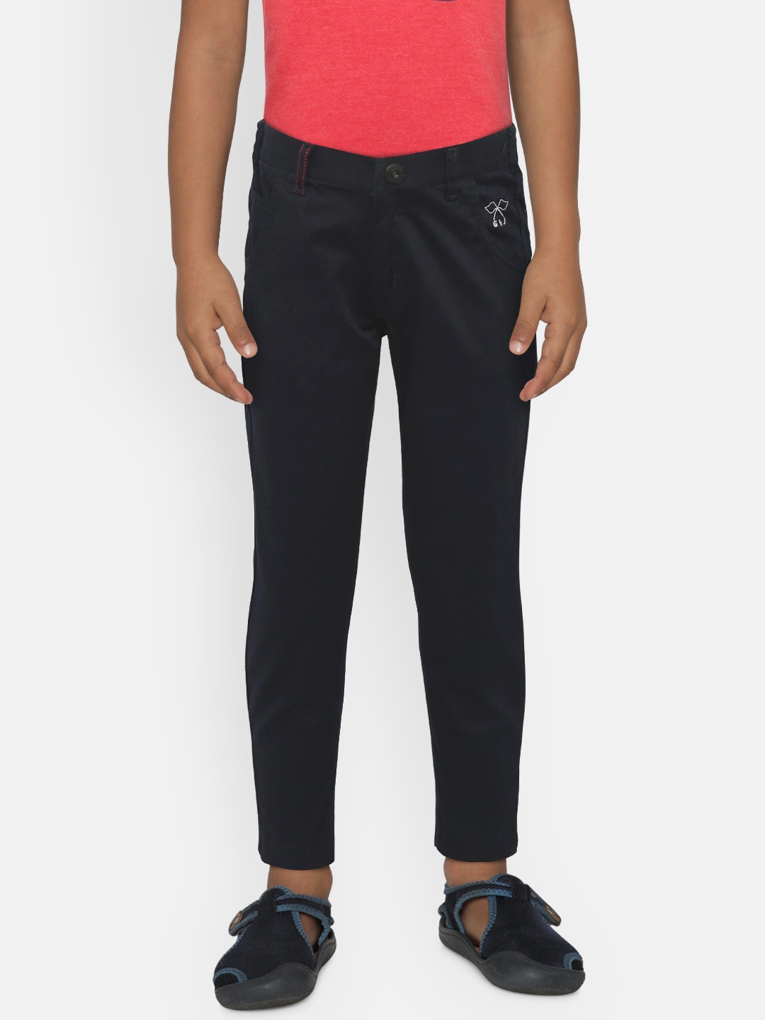 

Gini and Jony Boys Navy Blue Regular Fit Solid Regular Trousers