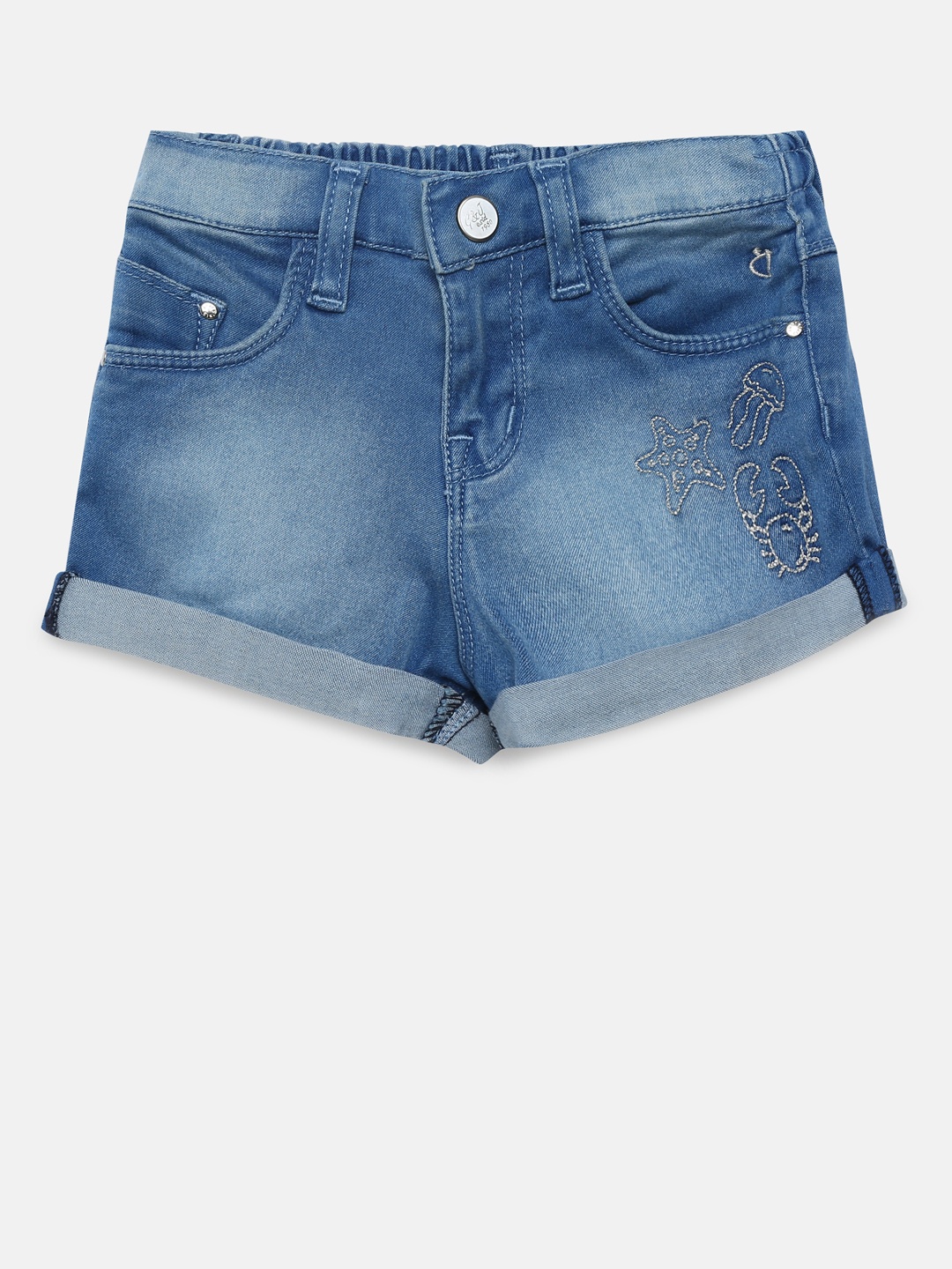 

Gini and Jony Girls Blue Washed Regular Fit Denim Shorts