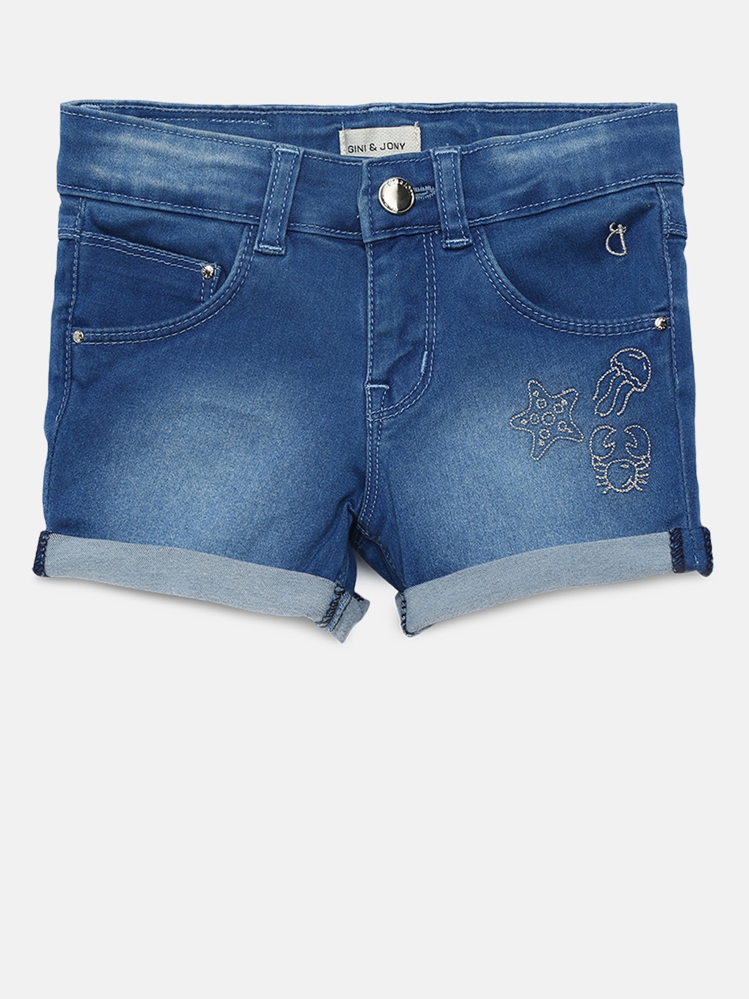 

Gini and Jony Girls Blue Washed Regular Fit Denim Shorts