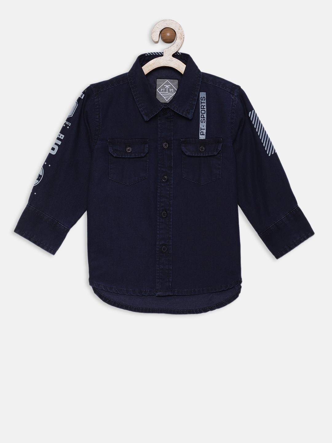 

Palm Tree Boys Navy Blue Regular Fit Printed Casual Shirt