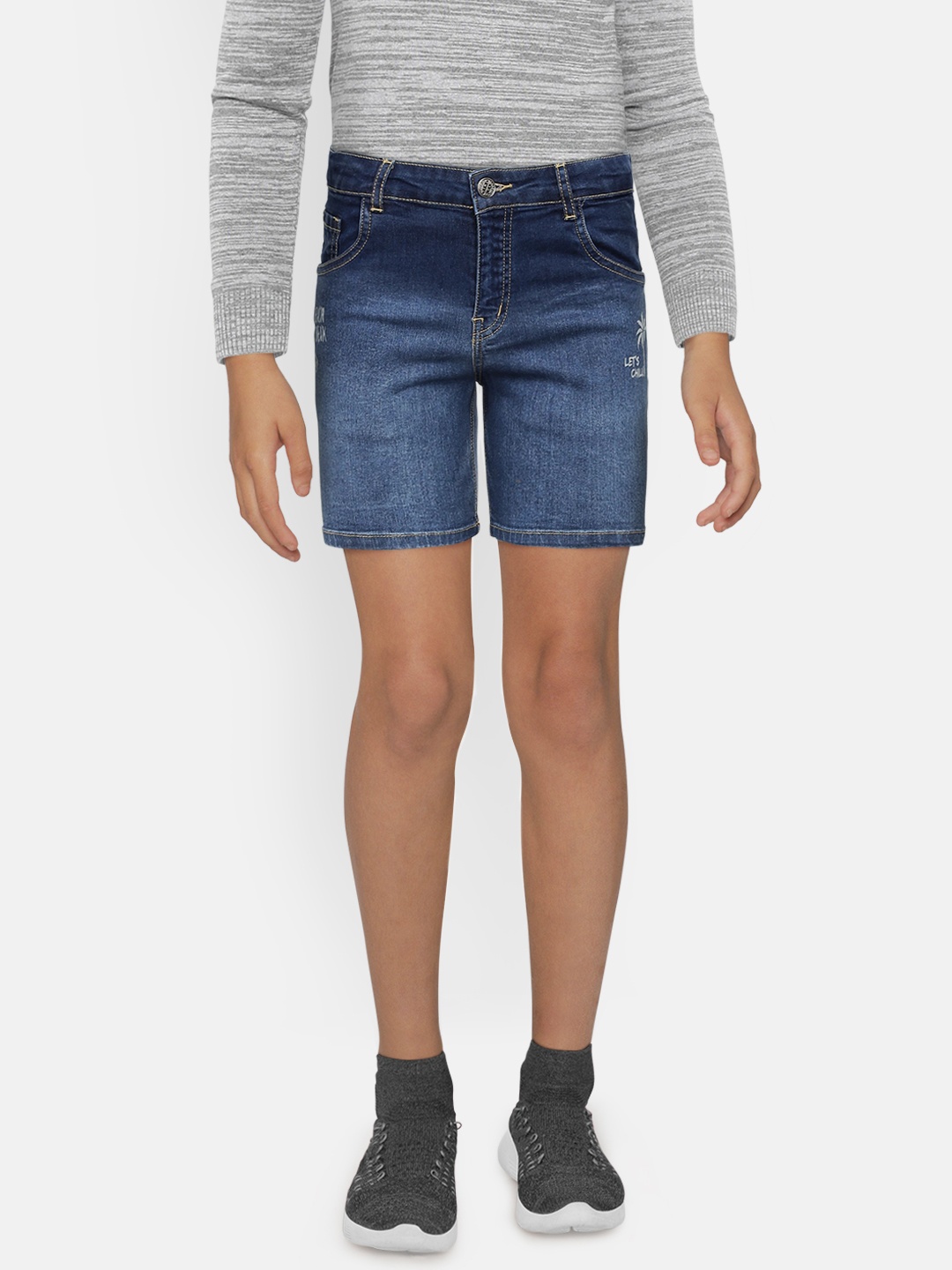 

Palm Tree Boys Blue Washed Regular Fit Denim Shorts