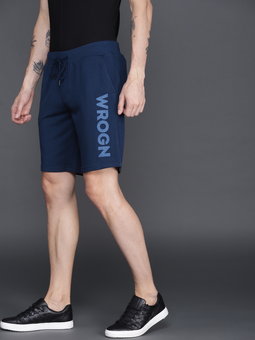 

WROGN Men Navy Blue Solid Regular Fit Shorts