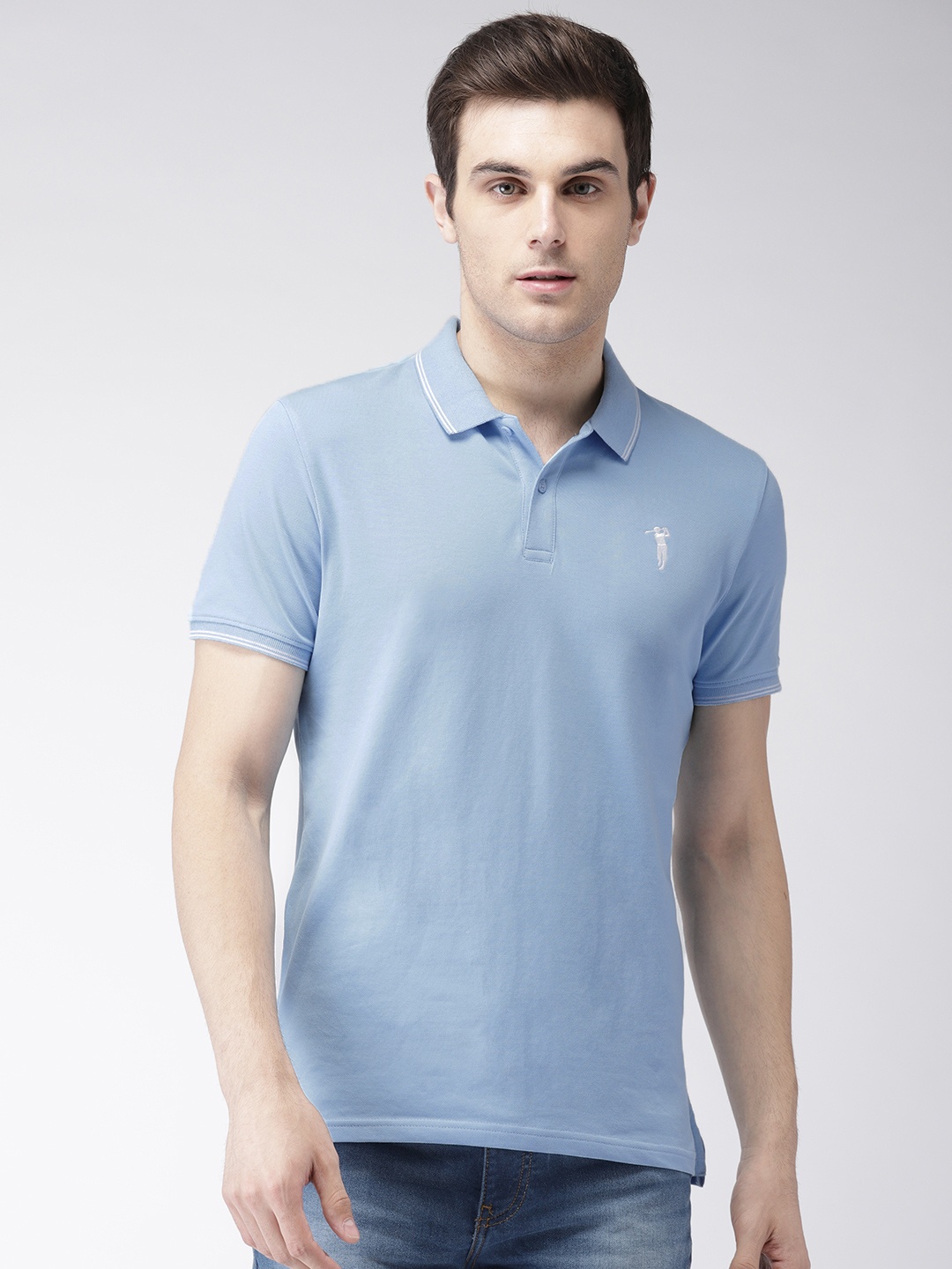 

Bossini Men Blue Solid Polo Collar T-shirt