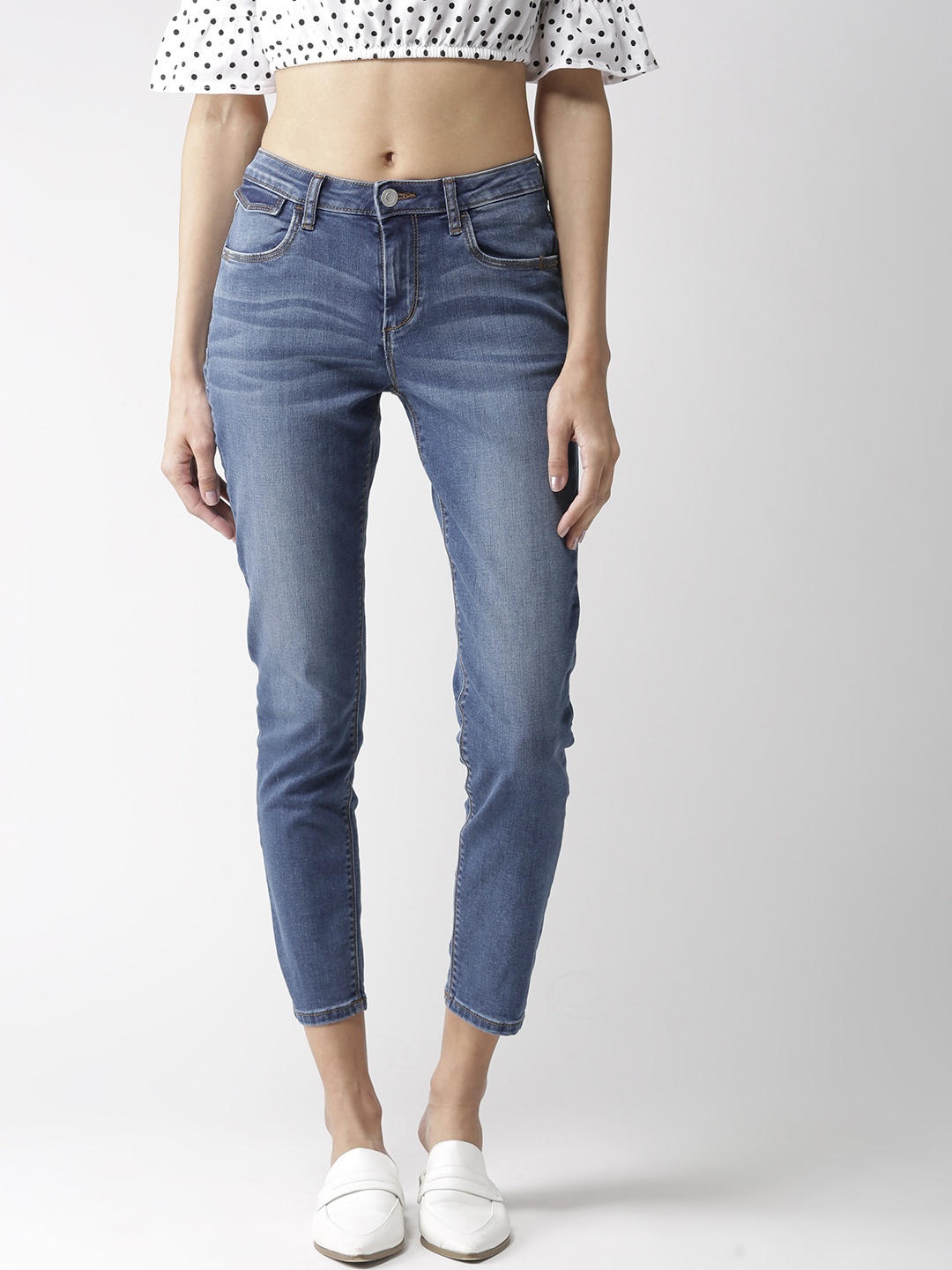 

Flying Machine Women Blue Veronica Skinny Fit Mid-Rise Clean Look Cropped Jeans