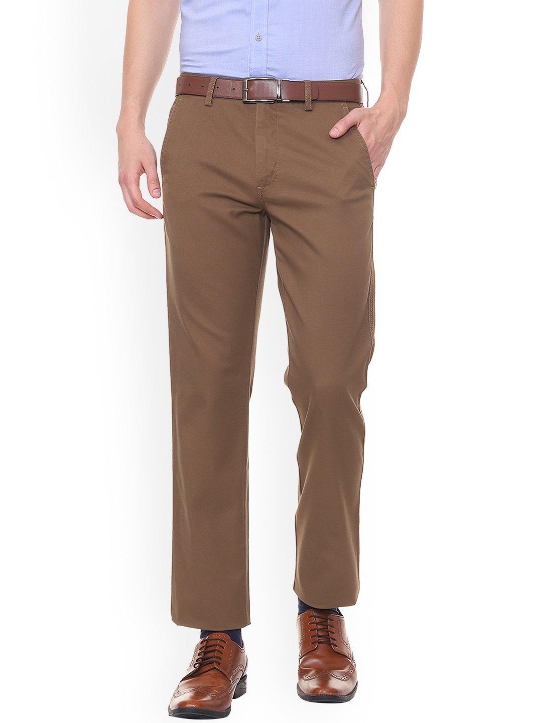 

Allen Solly Men Brown Slim Fit Solid Formal Trousers