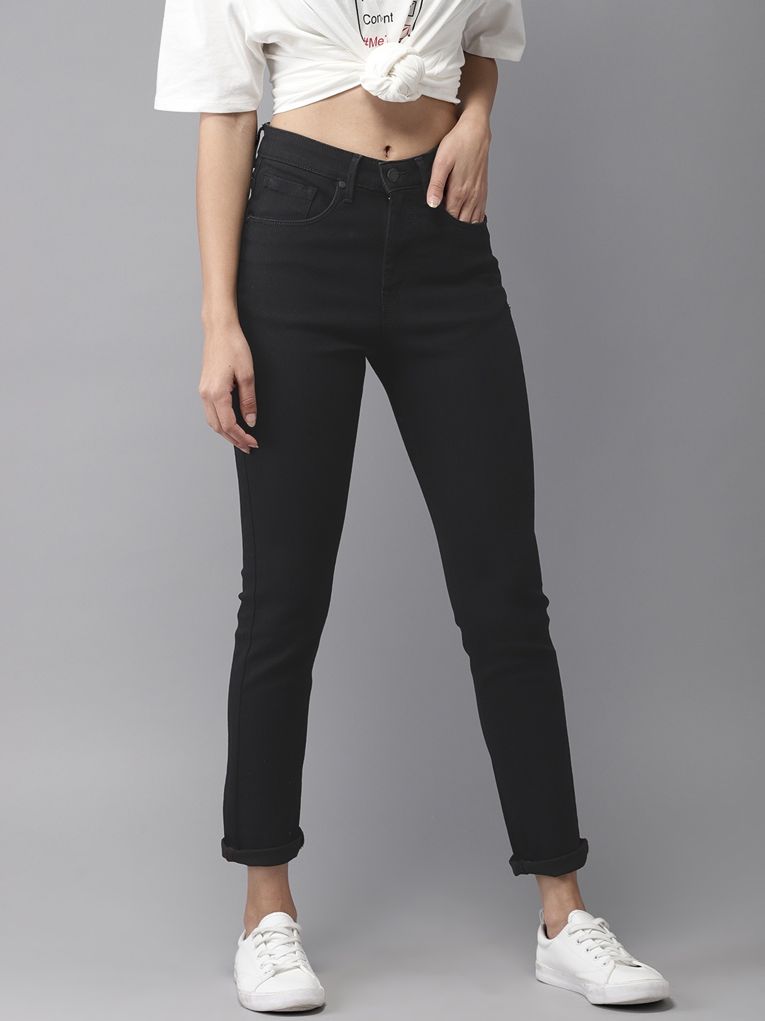 

Moda Rapido Women Black Skinny Fit High-Rise Clean Look Stretchable Jeans