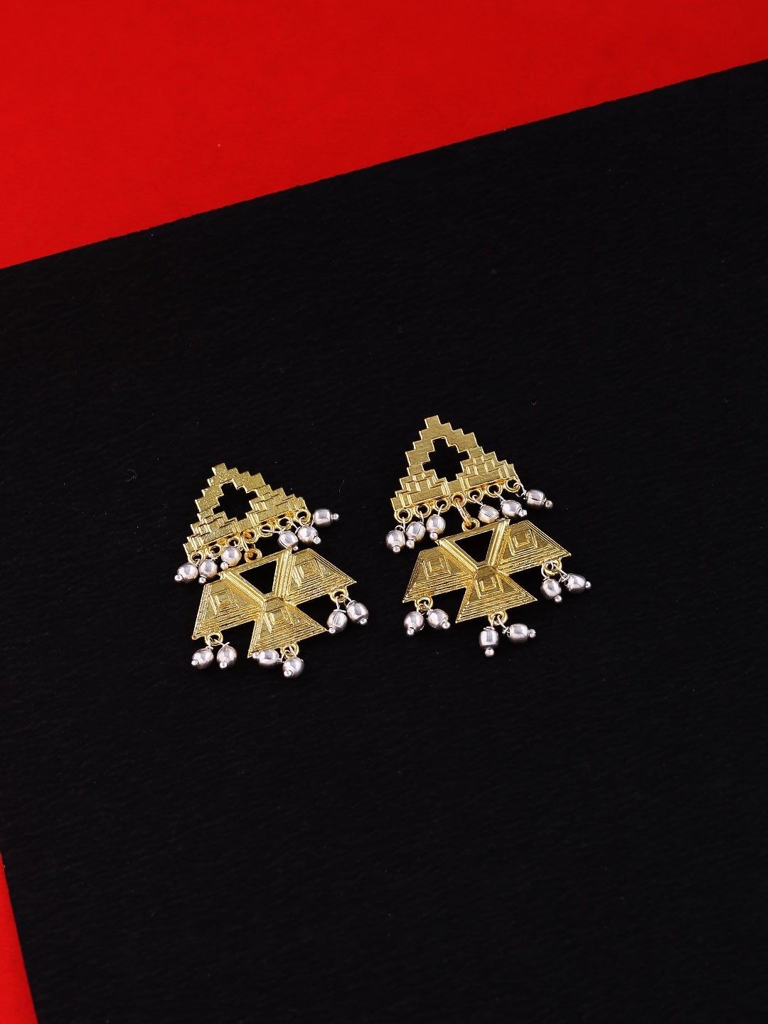 

Voylla Gold-Plated & Handcrafted Geometric Jhumkas