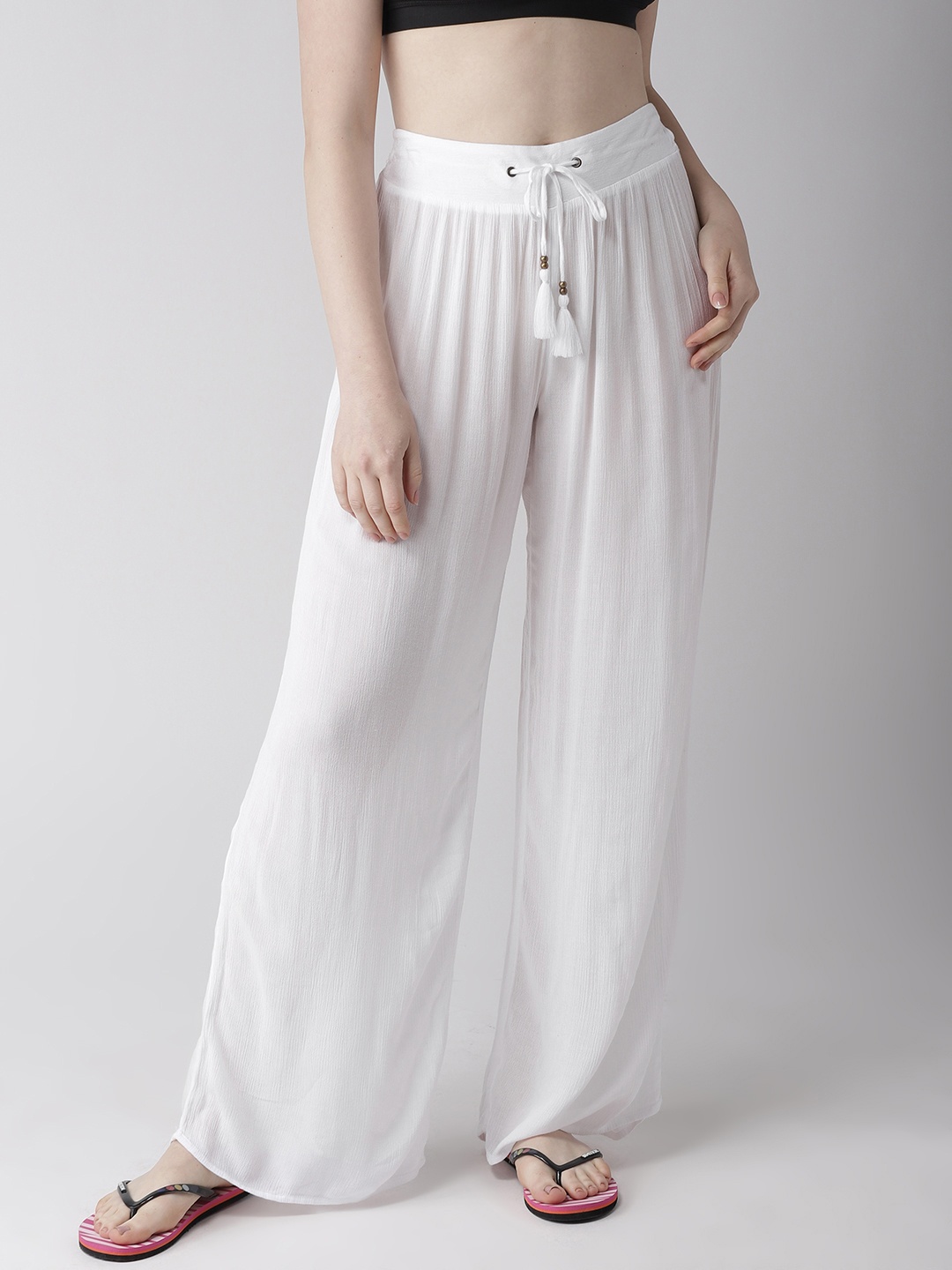 

Marks & Spencer Women White Solid Beach Trousers