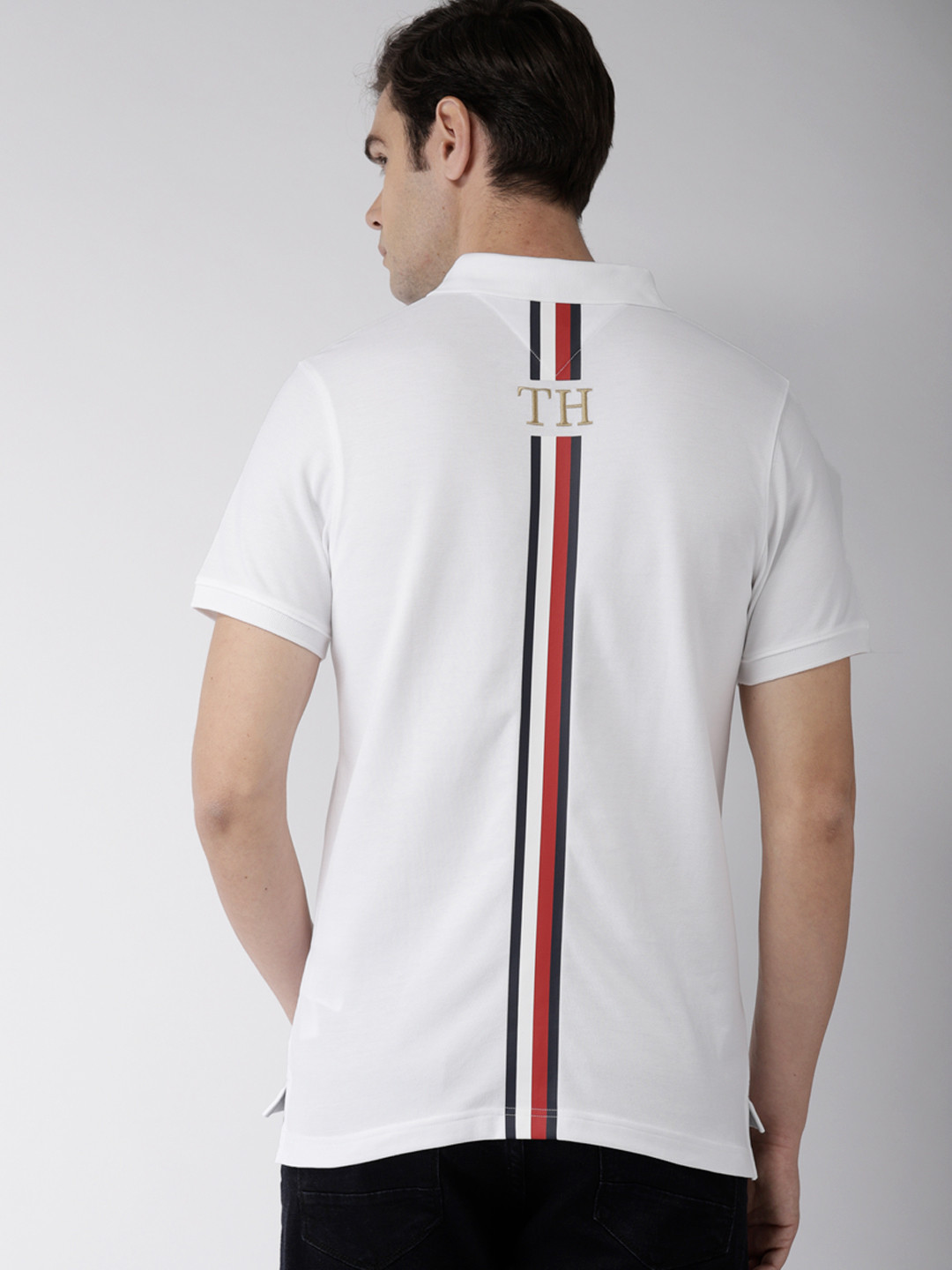 

Tommy Hilfiger Men White Slim Fit Styled Back Polo Collar Pure Cotton T-shirt