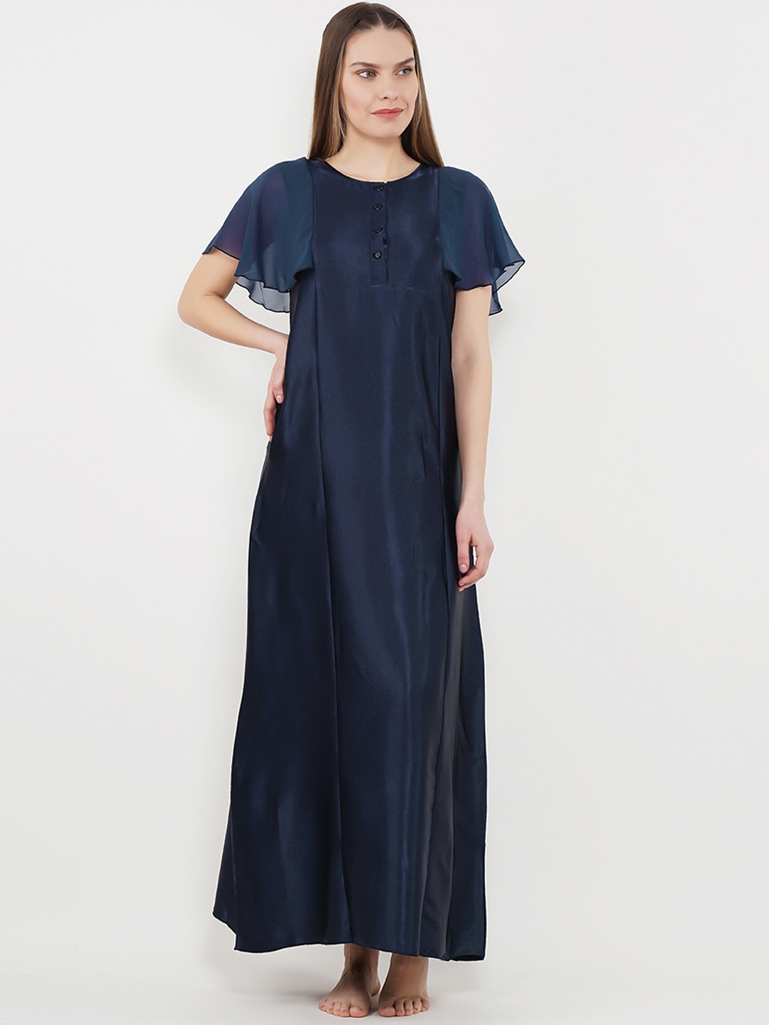 

Sweet Dreams Navy Blue Solid Maxi Nightdress