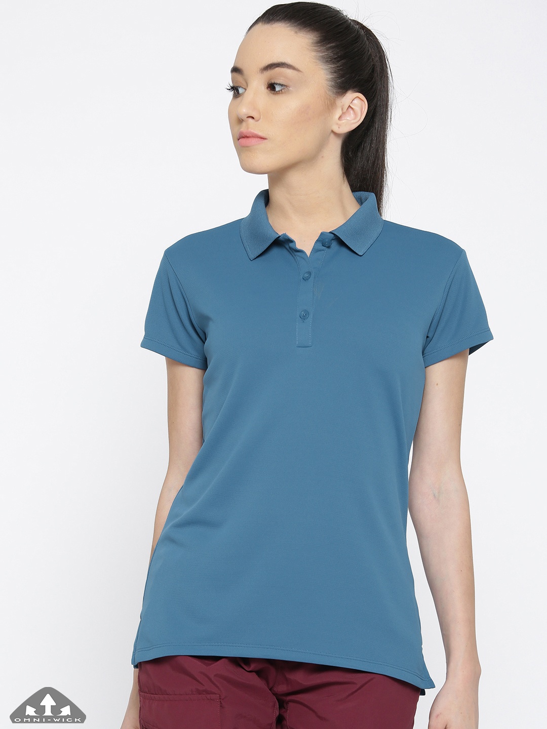 

Columbia Women Blue Solid Innisfree Polo Hiking T-shirt