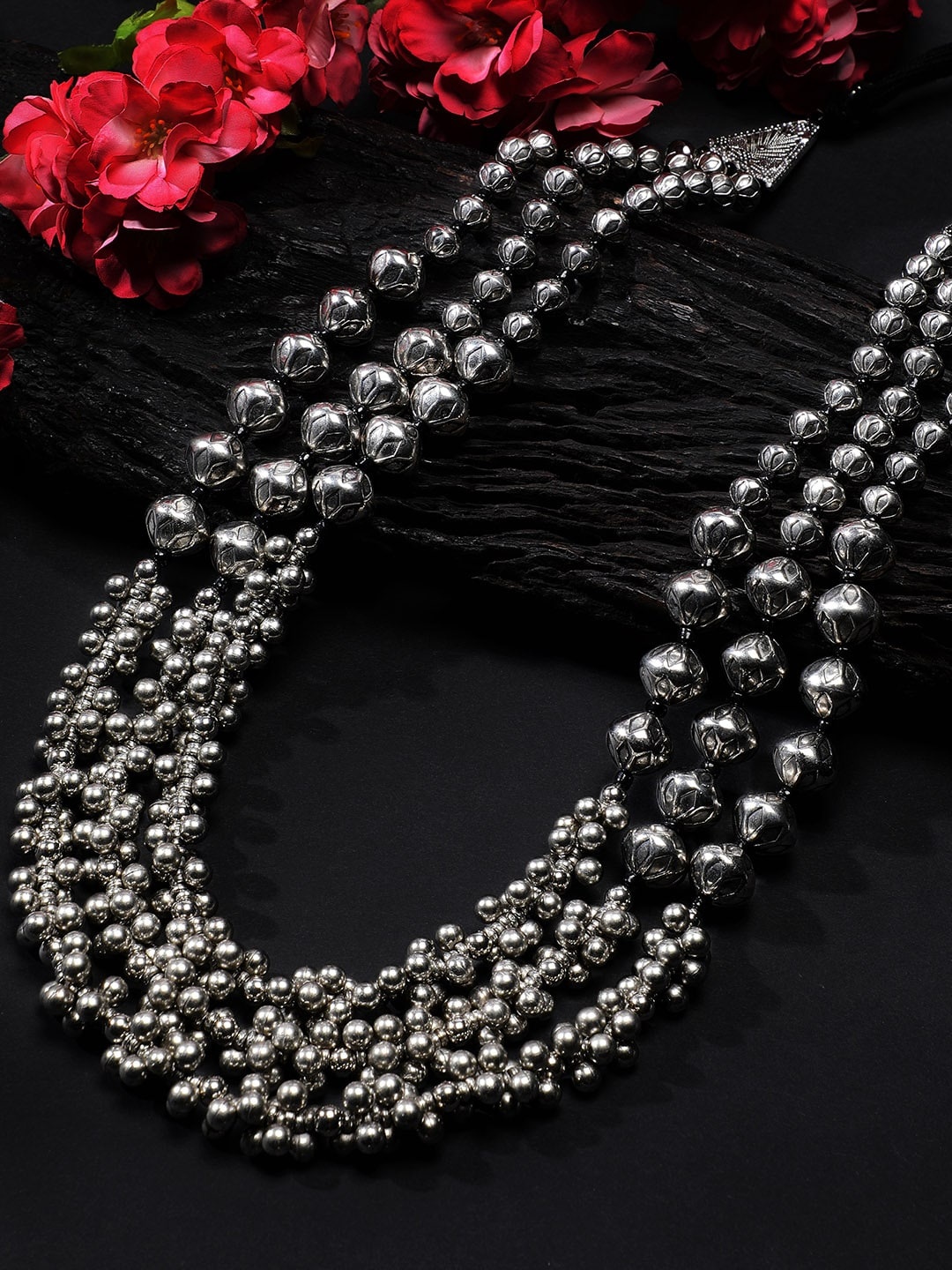 

Rubans Silver-Toned Alloy Oxidised Necklace