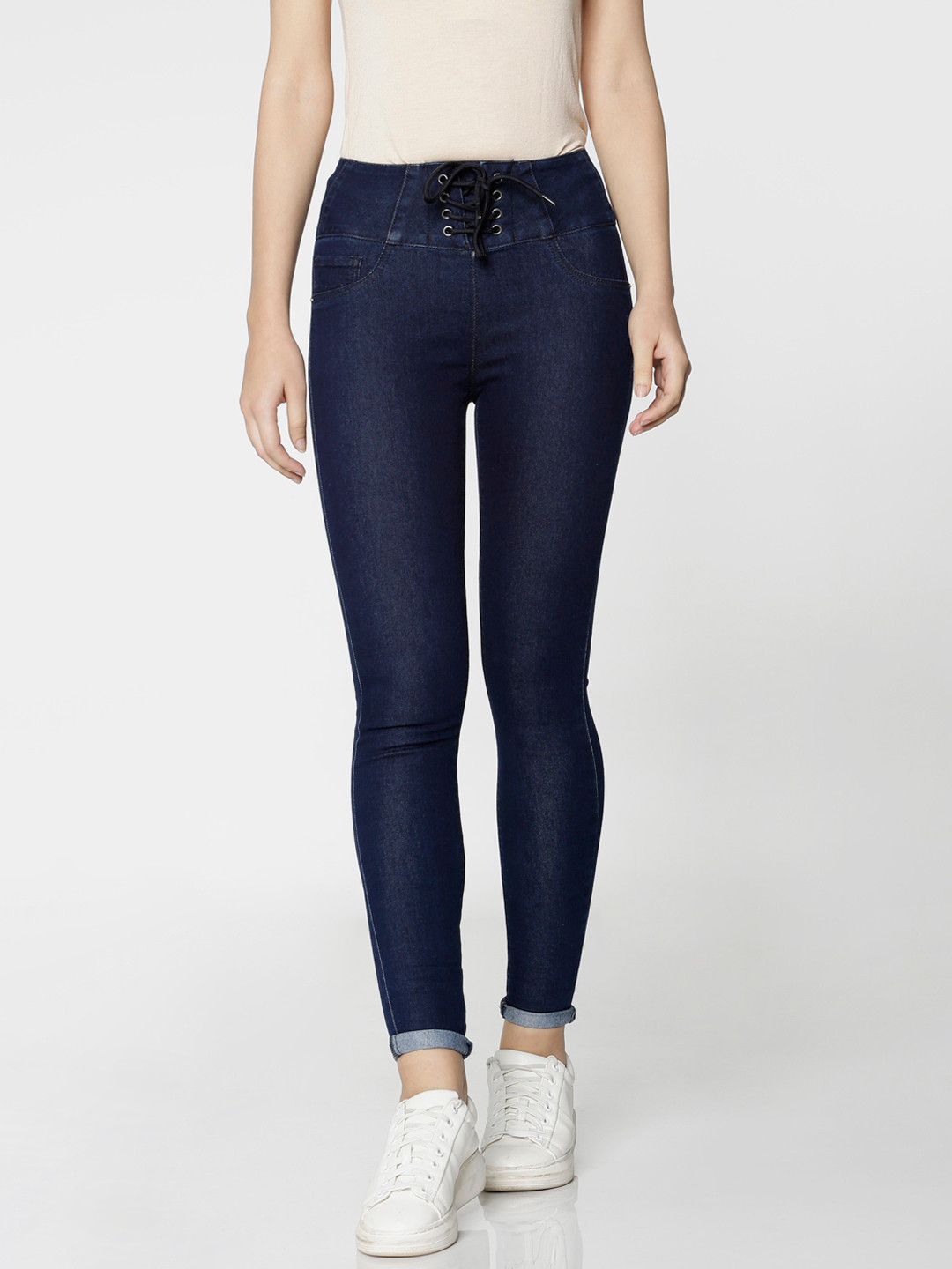 

ONLY Women Blue Aris Skinny Fit Solid Denim Jeggings