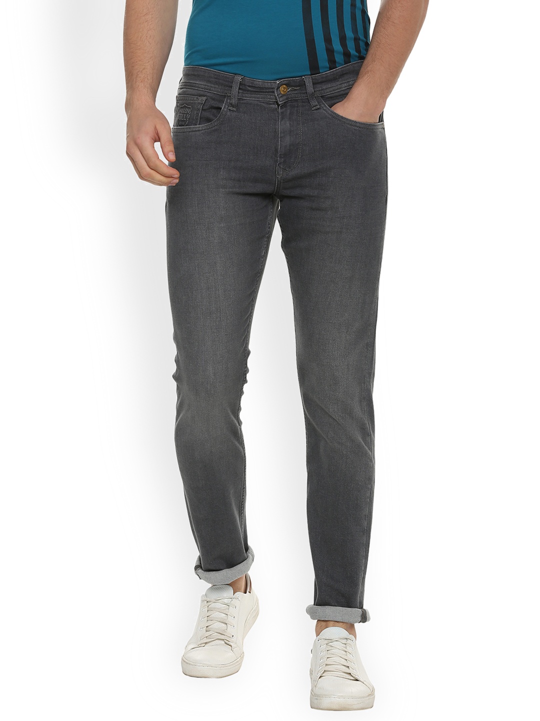 

Allen Solly Men Grey Slim Fit Mid-Rise Clean Look Stretchable Jeans