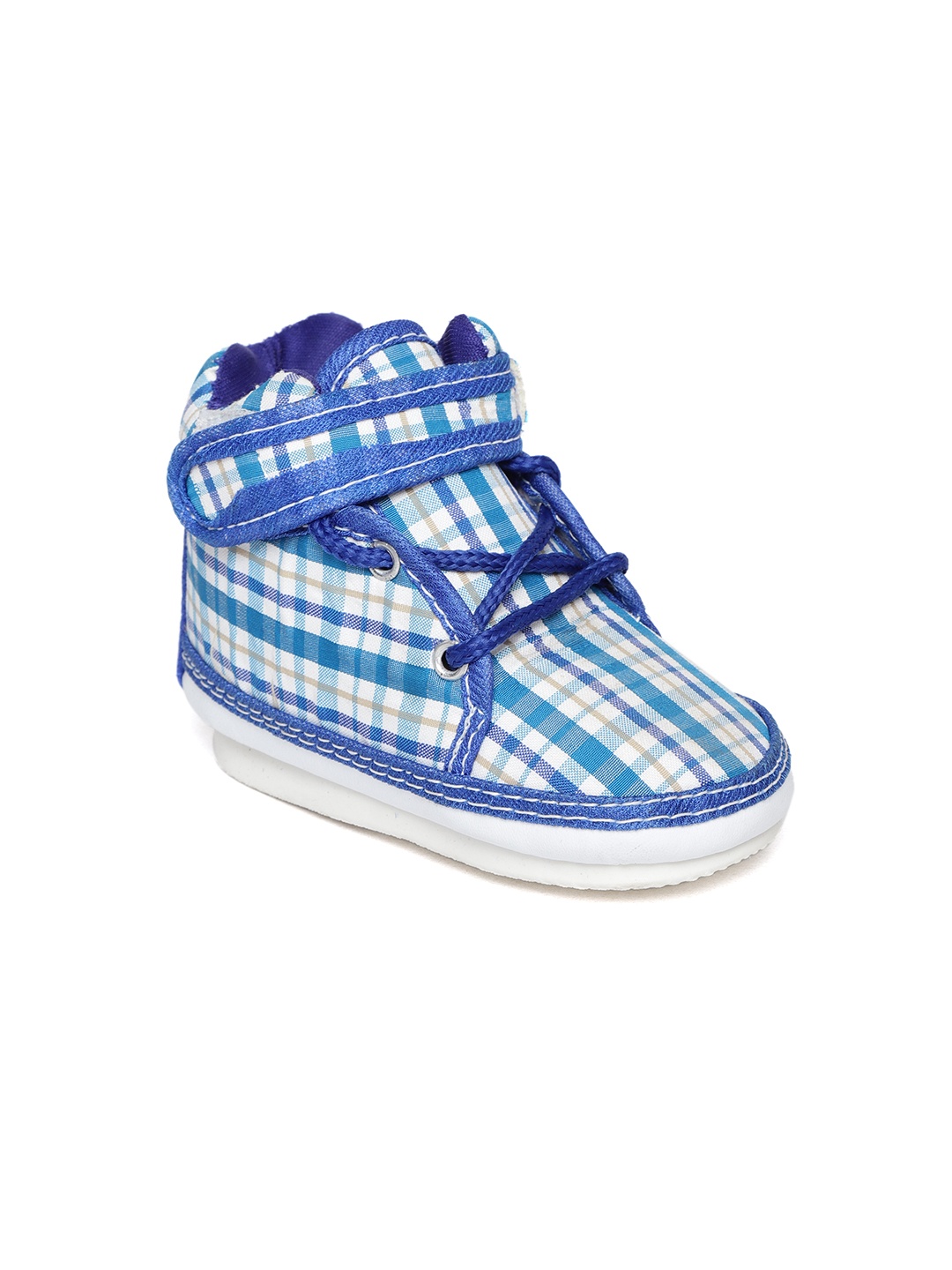 

CHUTPUT Kids Blue & White Checked Mid-Top Squeaky Sneakers