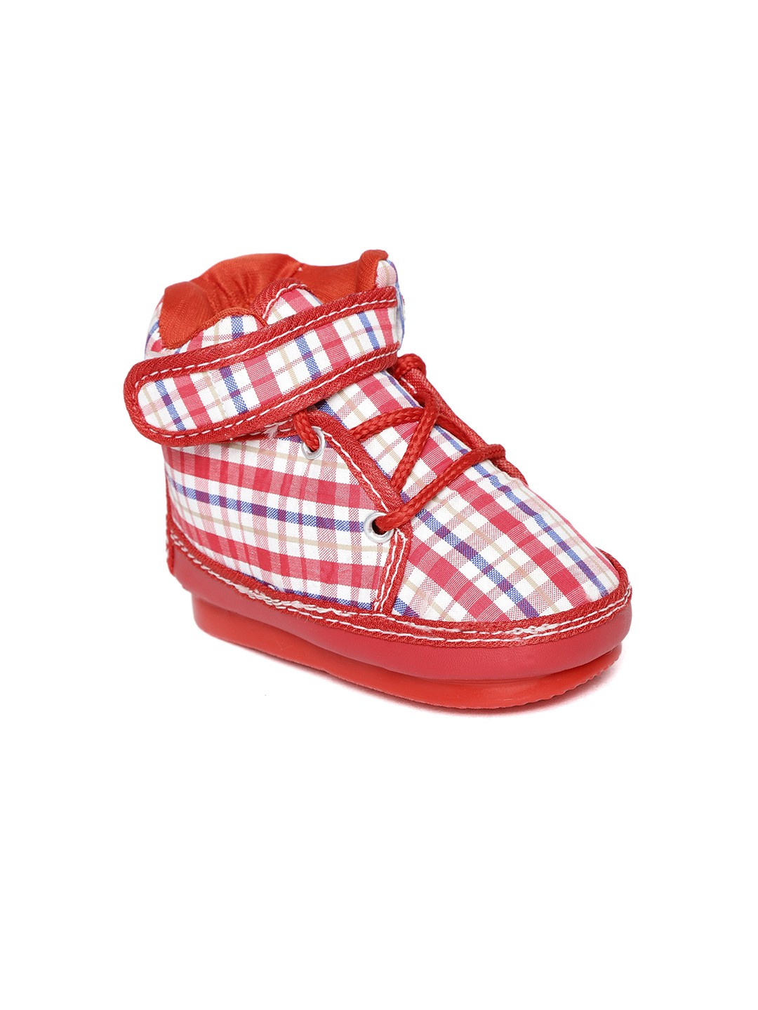 

CHUTPUT Kids Red & White Checked Mid-Top Squeaky Sneakers