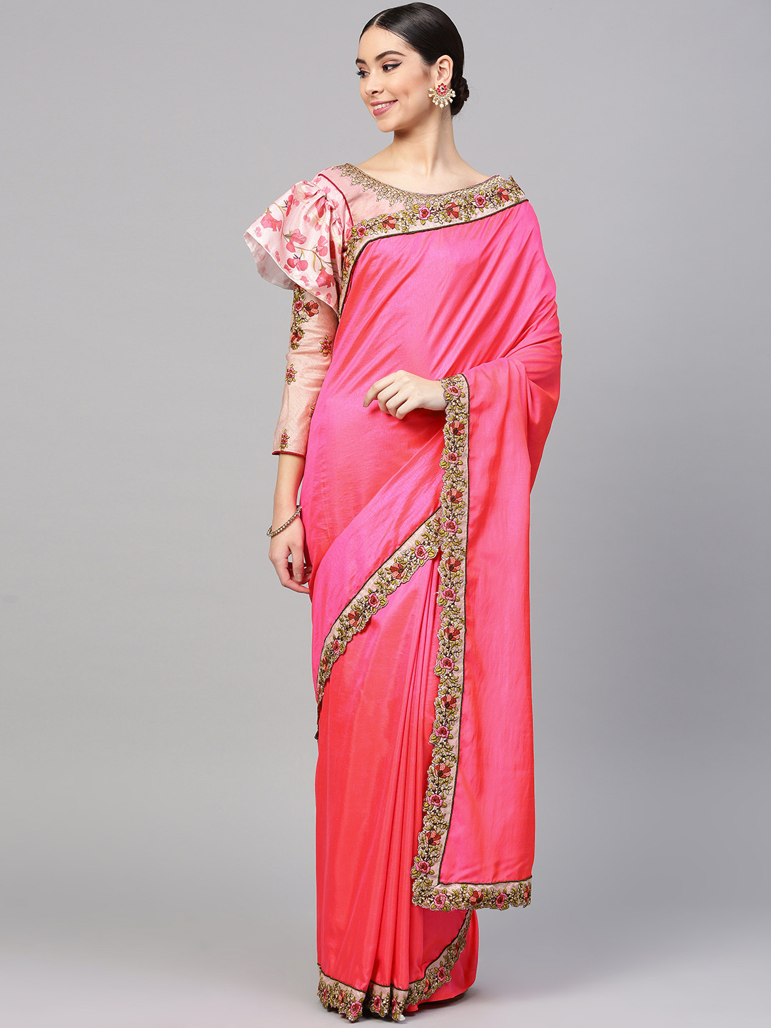 

Saree mall Pink Solid Saree