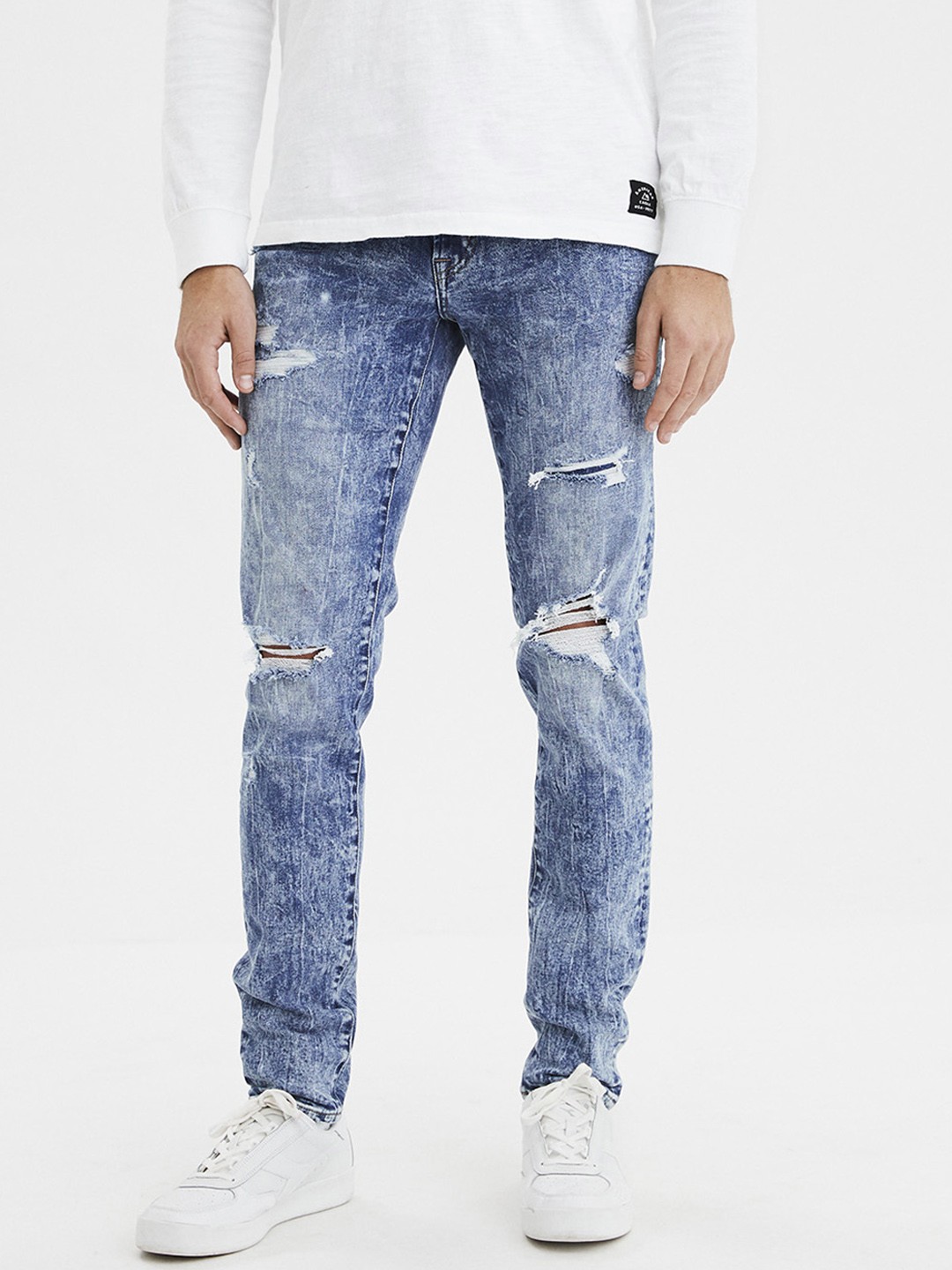 

AMERICAN EAGLE OUTFITTERS Men Blue Slim Fit Mid-Rise Mildly Distressed Stretchable Jeans