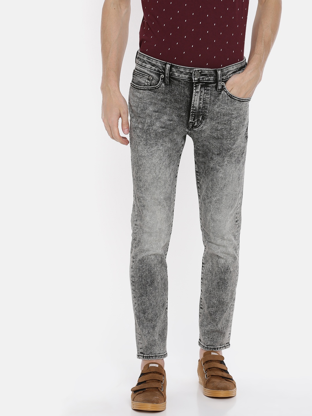 

AMERICAN EAGLE OUTFITTERS Men Grey Slim Fit Mid-Rise Clean Look Stretchable Jeans