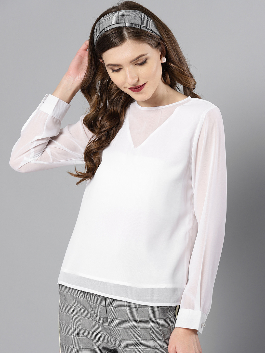 

Marie Claire Women White Solid Top