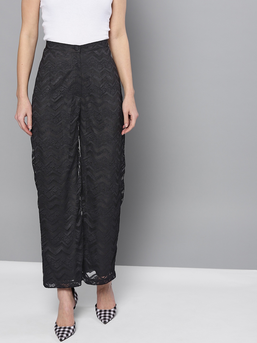 

Marie Claire Women Black Regular Fit Lace Parallel Trousers