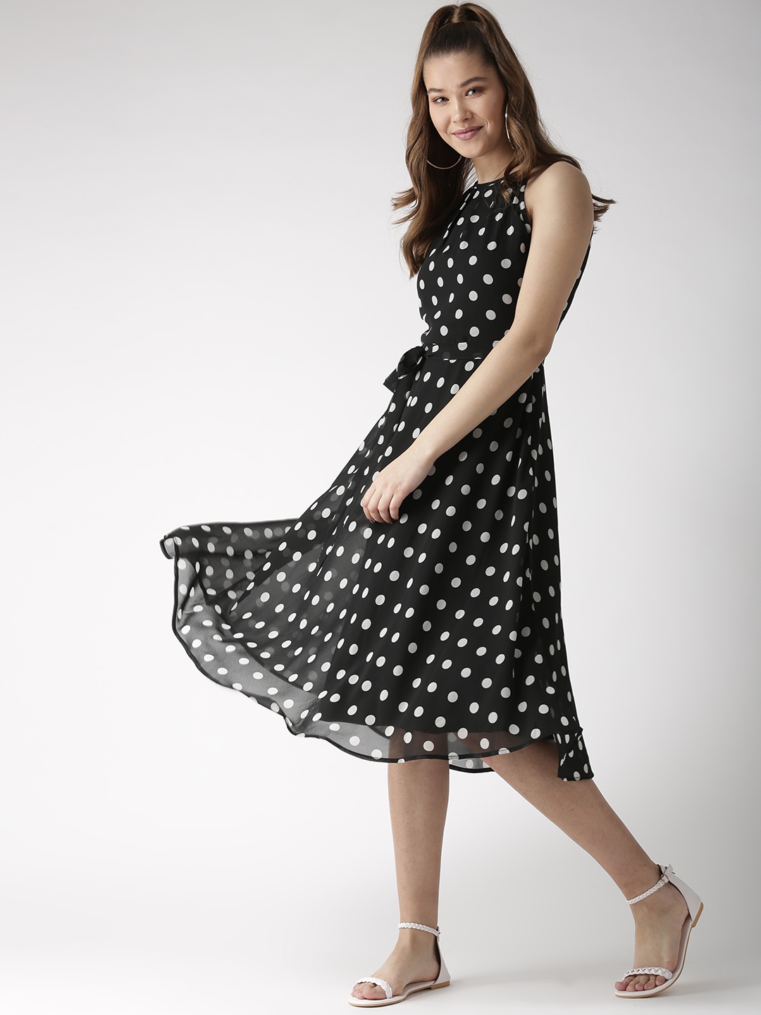 

20Dresses Women Black & White Printed Fit and Flare Dress