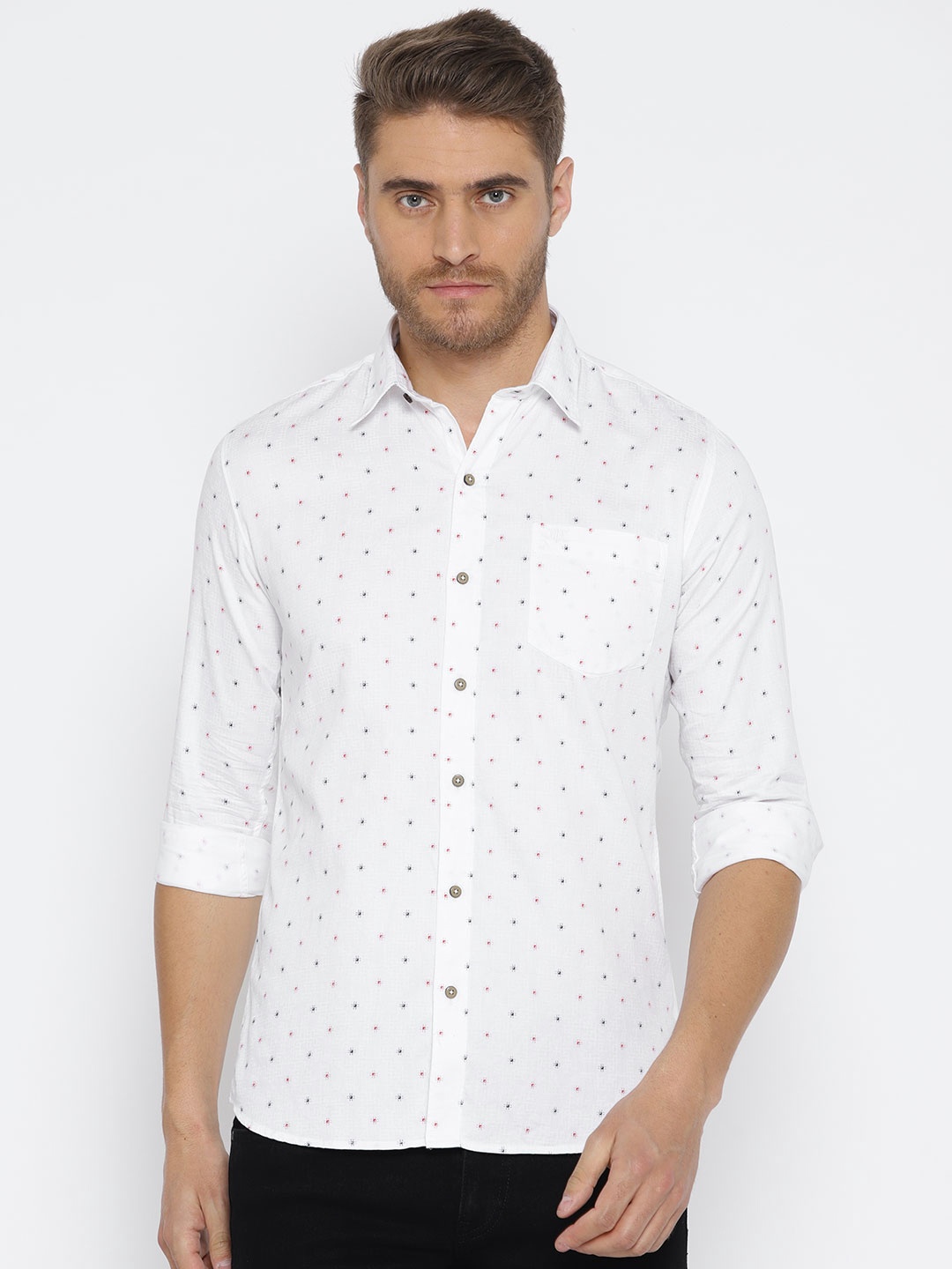 

Duke Stardust Men White & Red Regular Fit Printed Casual Shirt