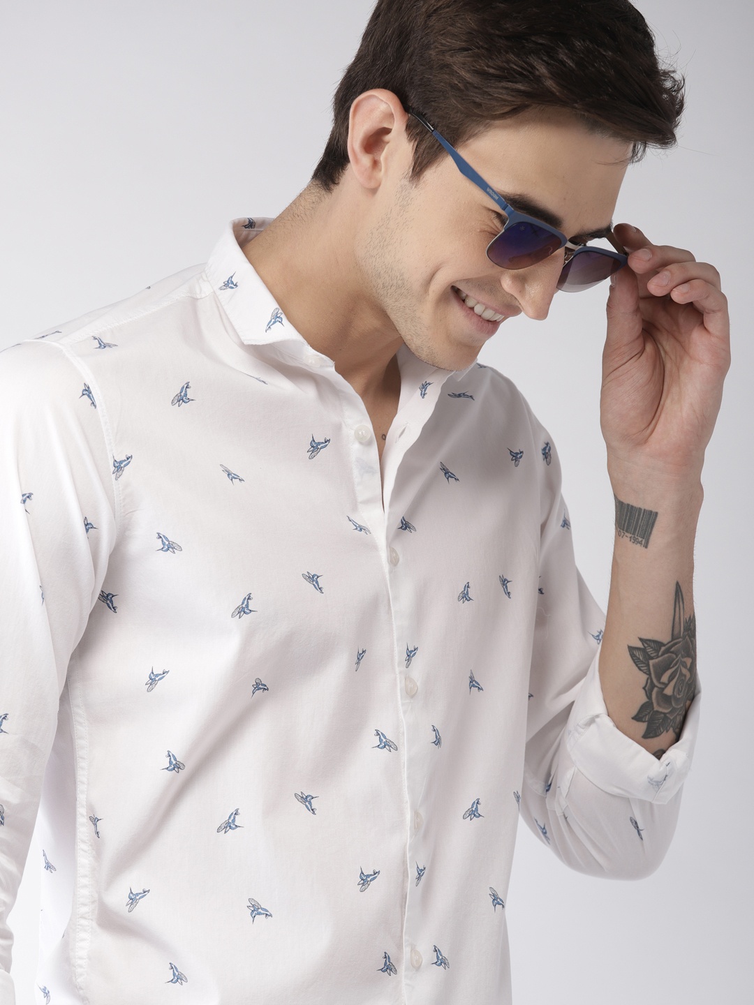 

Mast & Harbour Men Off-White Slim Fit Printed Casual Sustainable Shirt