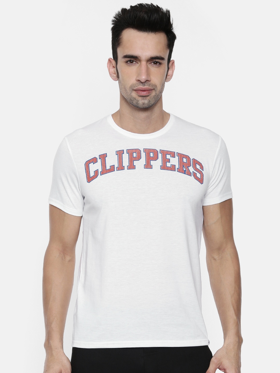 

NBA Men White Printed Round Neck T-shirt