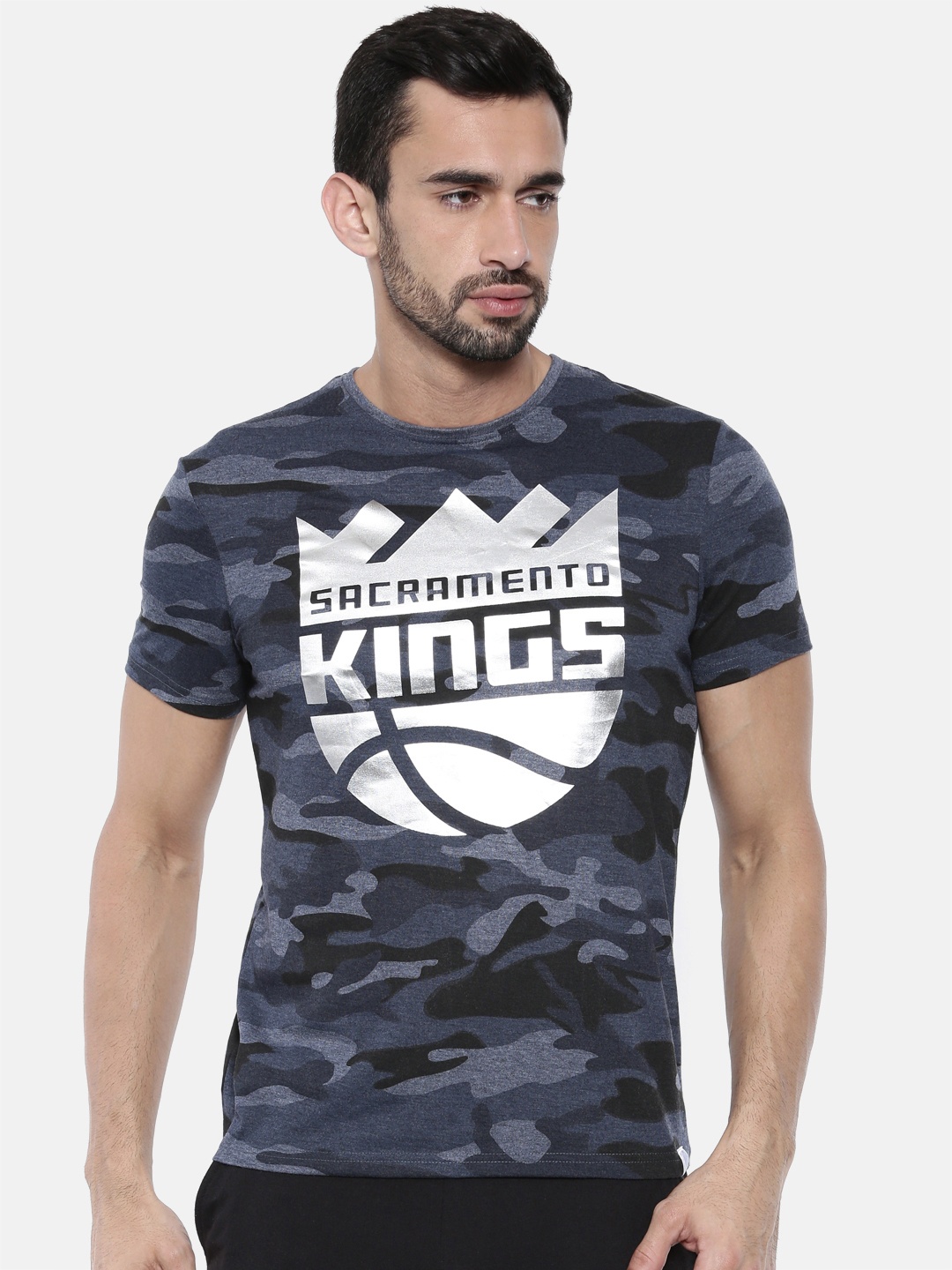 

NBA Men Navy Blue Printed Round Neck T-shirt