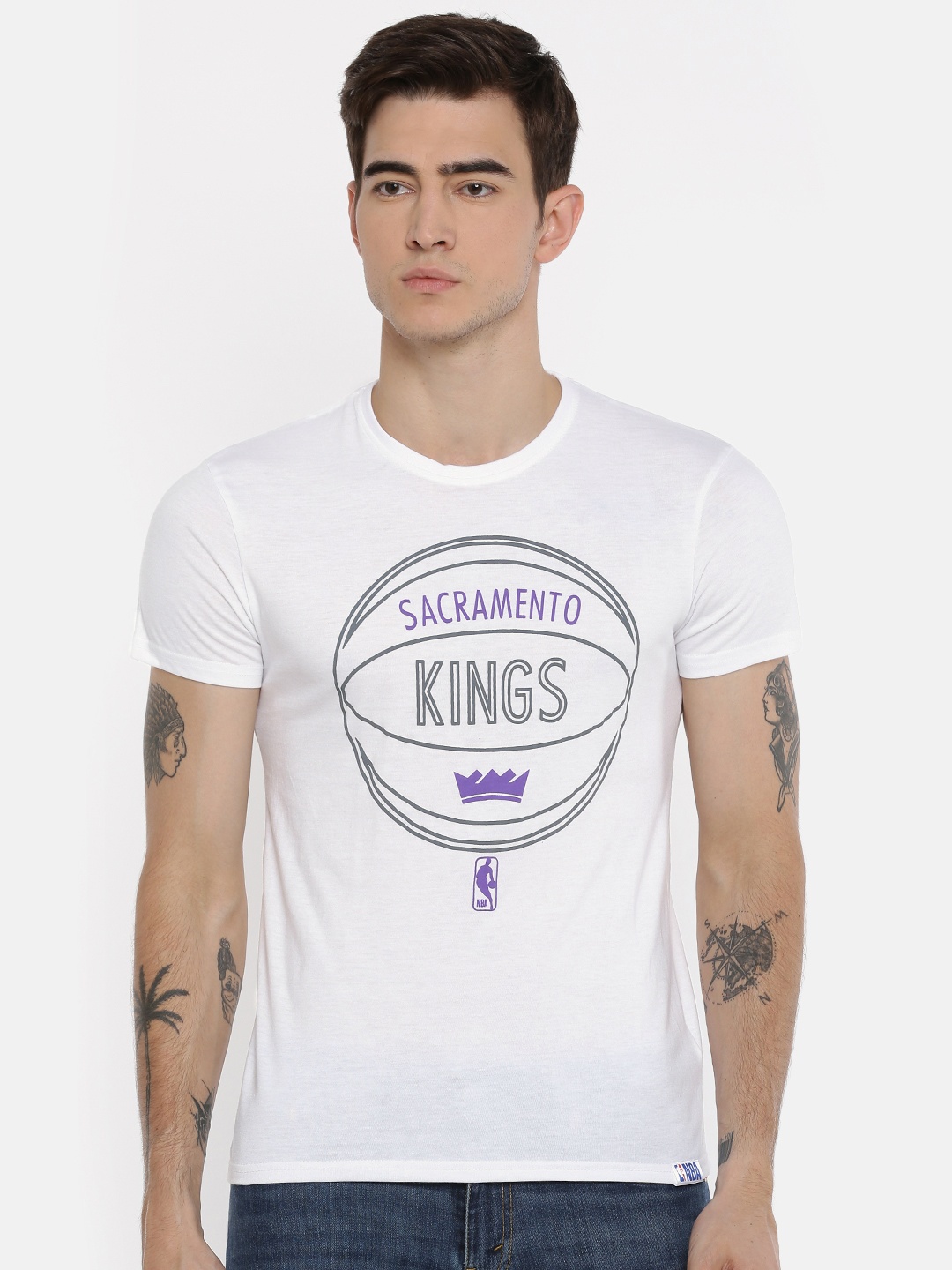 

NBA Men White Printed Round Neck T-shirt