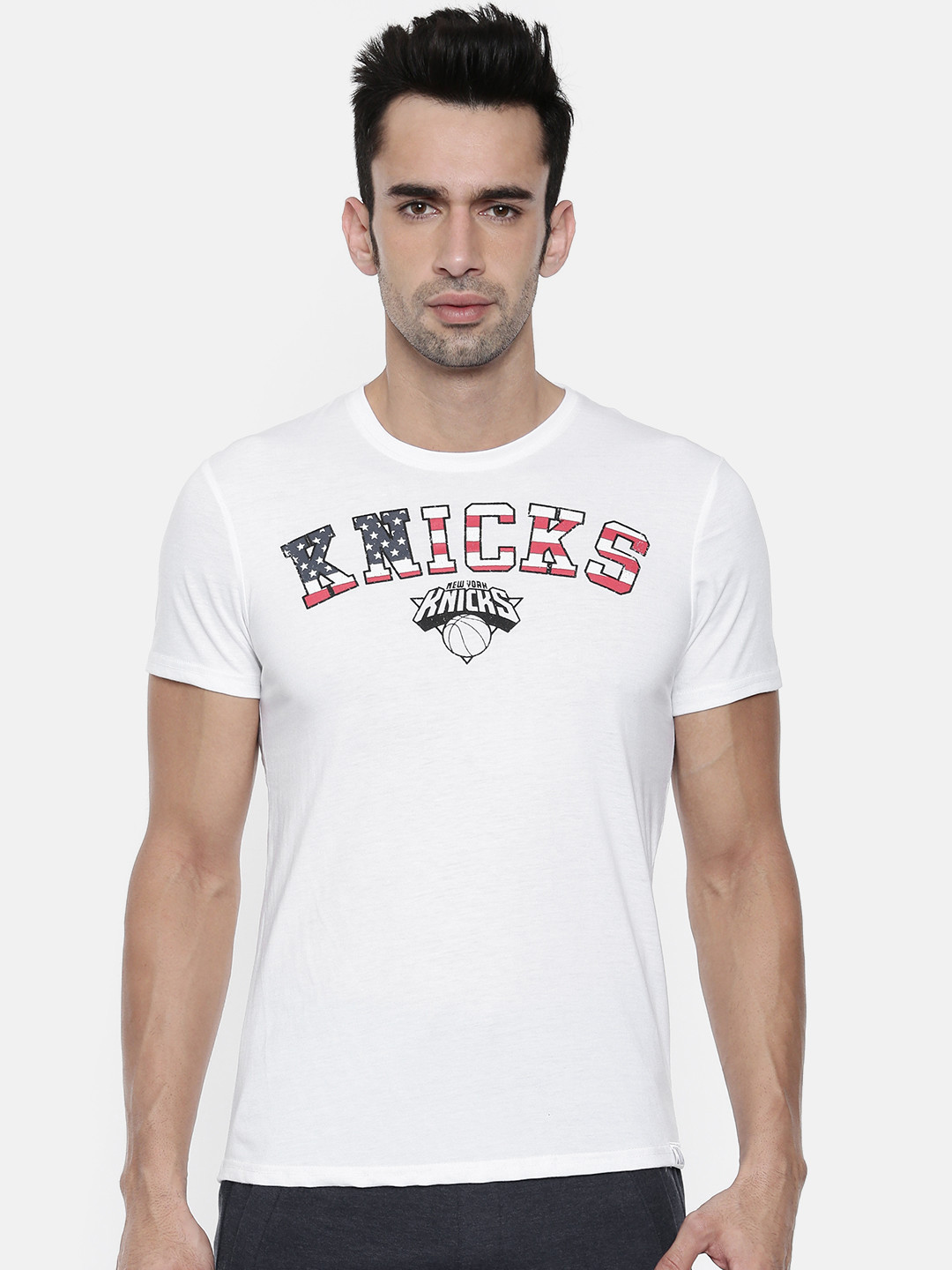 

NBA Men White Printed Round Neck T-shirt