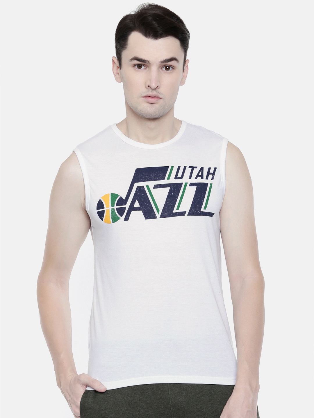 

NBA Men White Printed Round Neck T-shirt