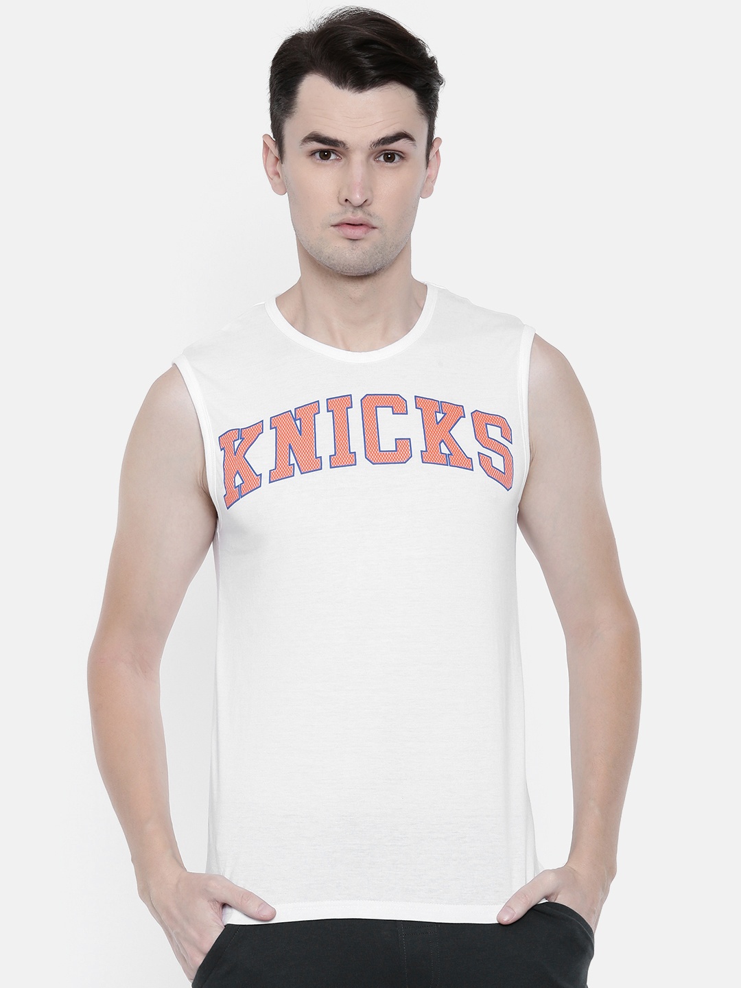 

NBA Men White Printed Round Neck T-shirt