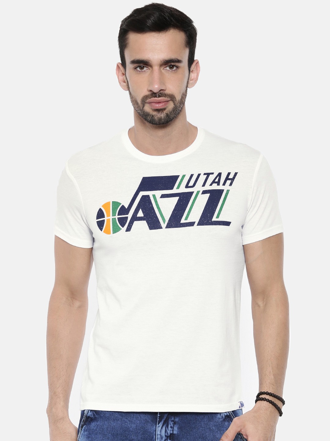 

NBA Men White Printed Round Neck T-shirt