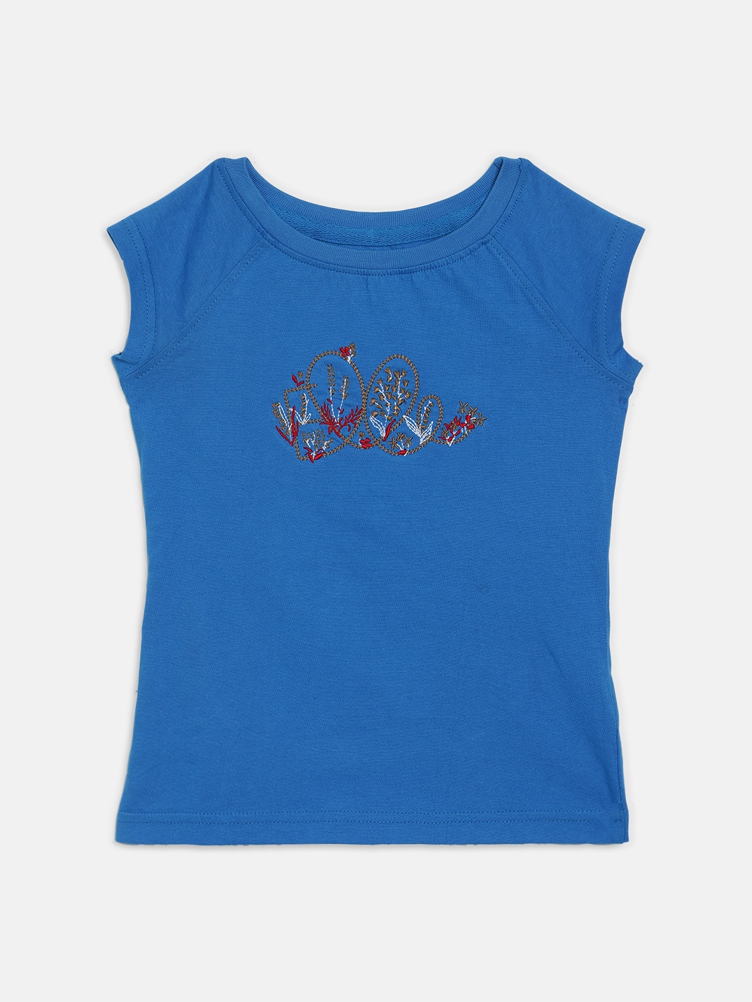 

ELLE Girls Blue Solid Round Neck T-shirt