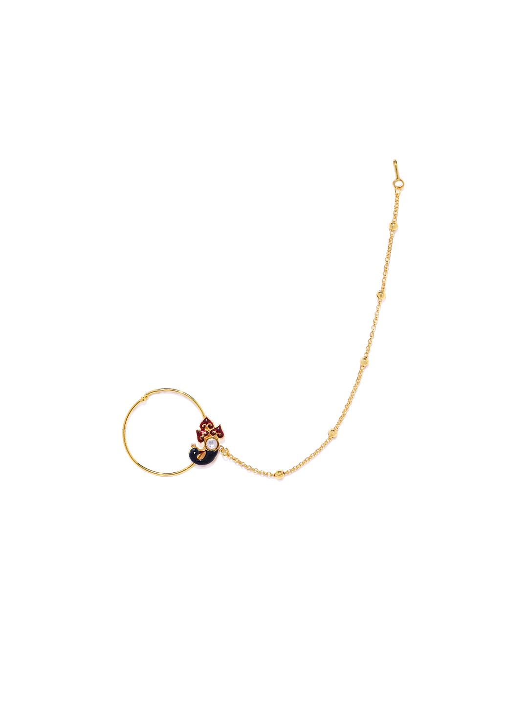 

AccessHer Gold-Toned Handcrafted Vilandi Kundan And Faux Ruby Nose Ring