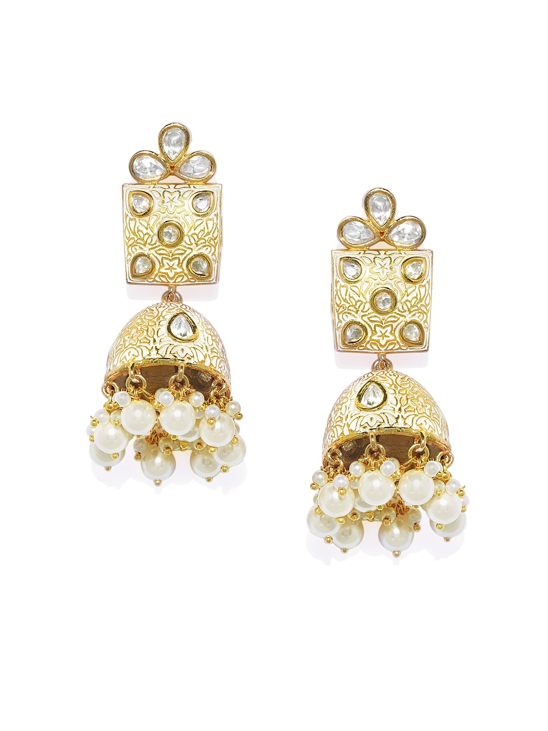 

AccessHer Gold-Plated & White Classic Jhumkas