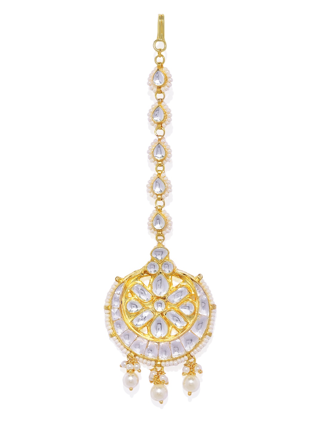 

AccessHer Gold-Plated Handcrafted Kundan Stone-Studded Maang Tikka