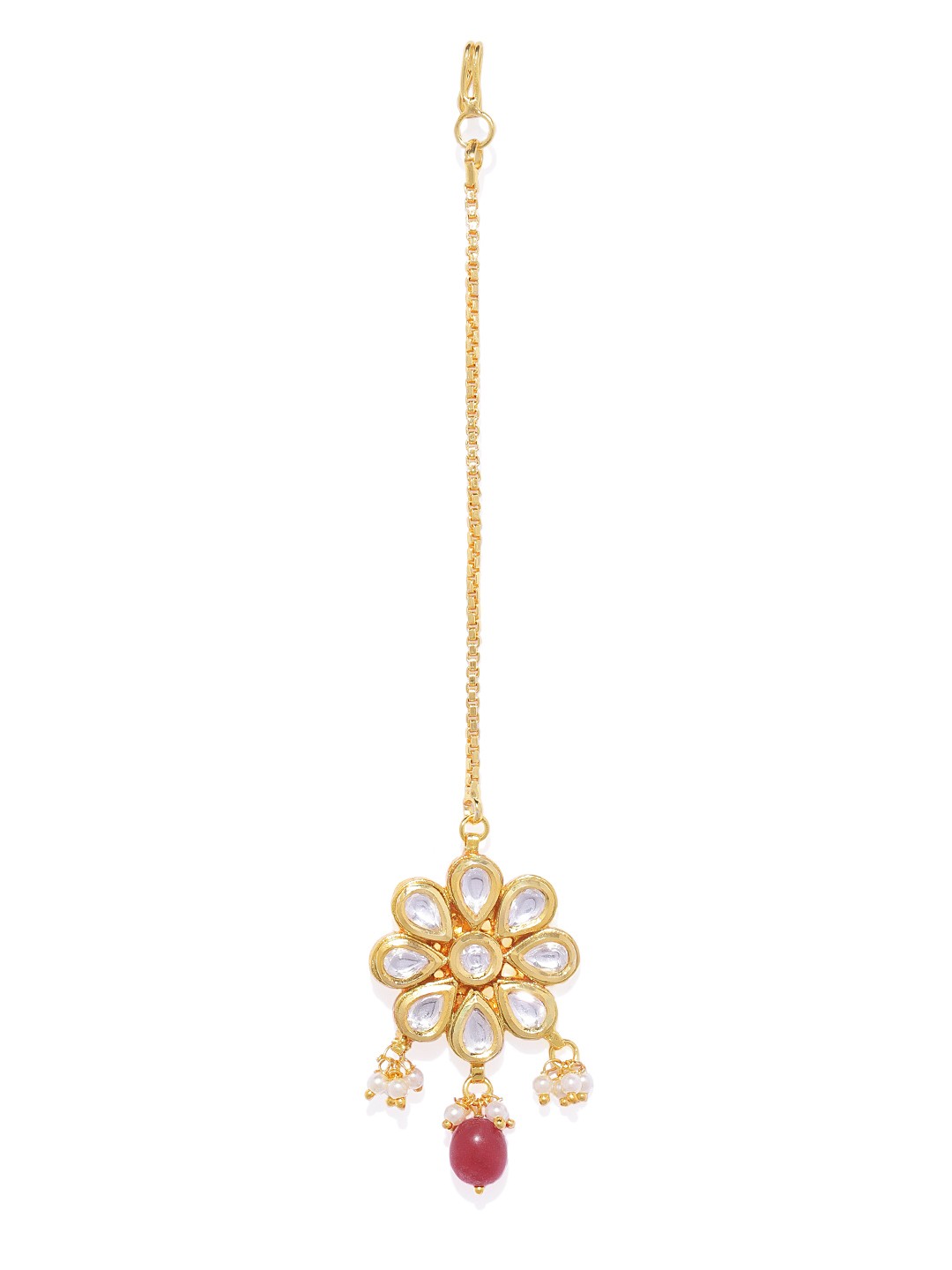 

AccessHer Gold-Plated Handcrafted Jadau Kundan Floral Maang Tika