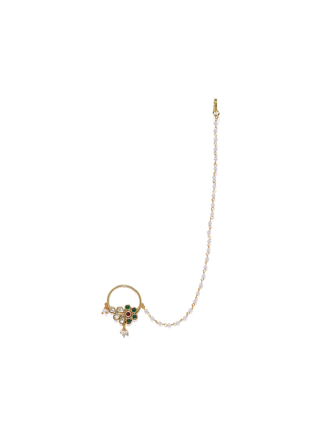 

AccessHer Gold-Toned Handcrafted Vilandi Kundan Faux Ruby Nose Ring