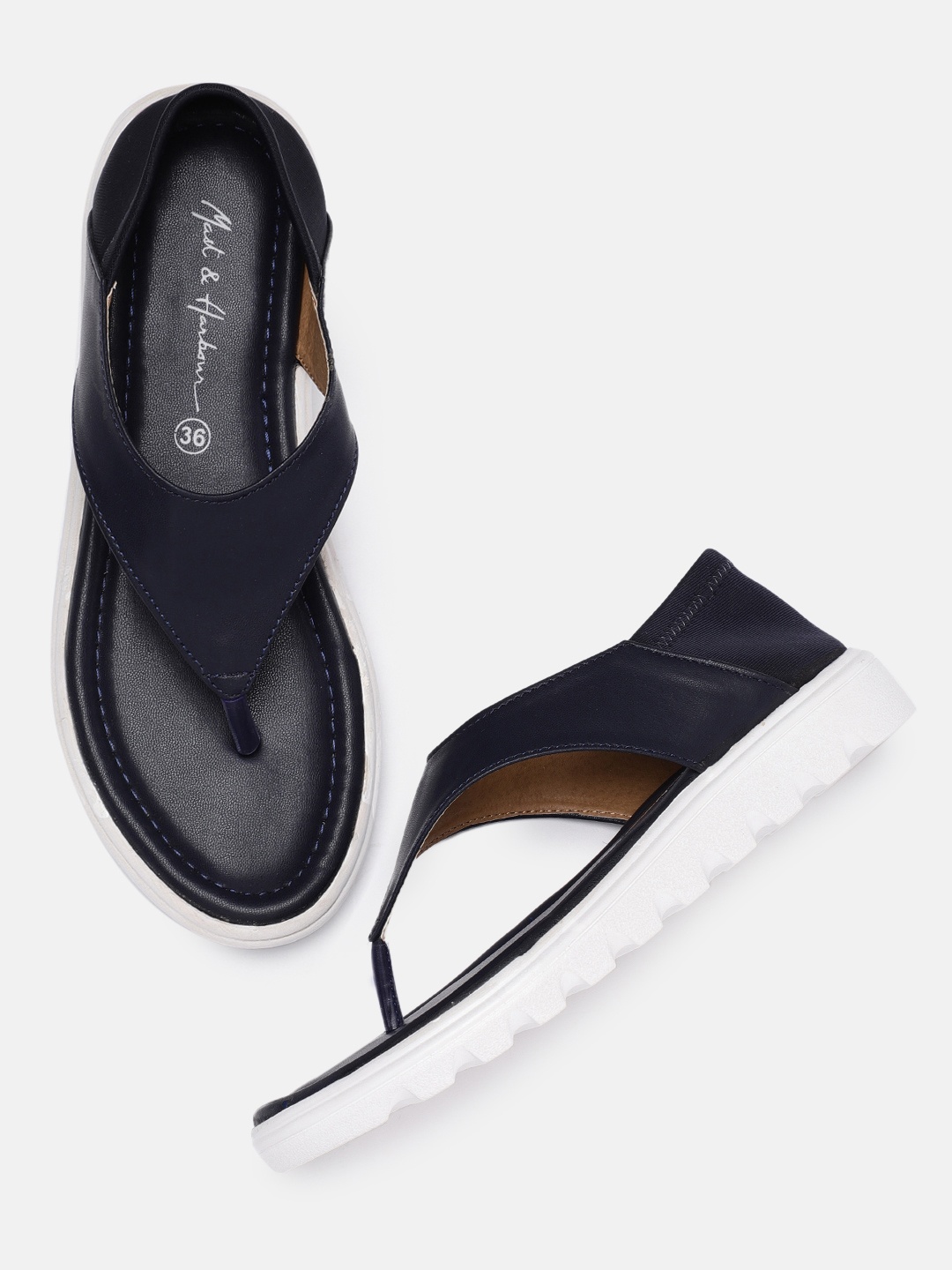 

Mast & Harbour Women Navy Blue Solid Open Toe Flats